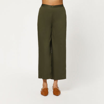 Olive Cotton Blend Palazzo