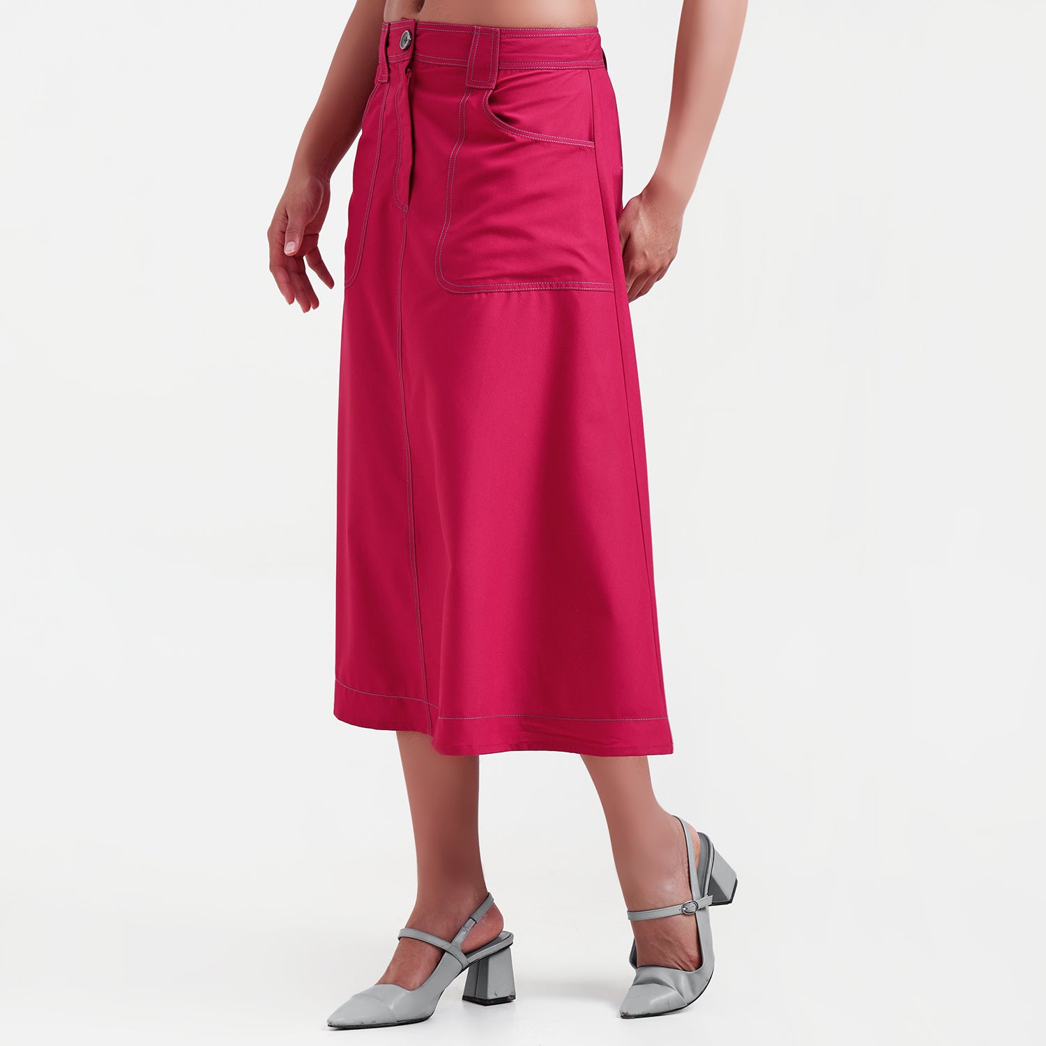 Red Skirt With Top Stitch