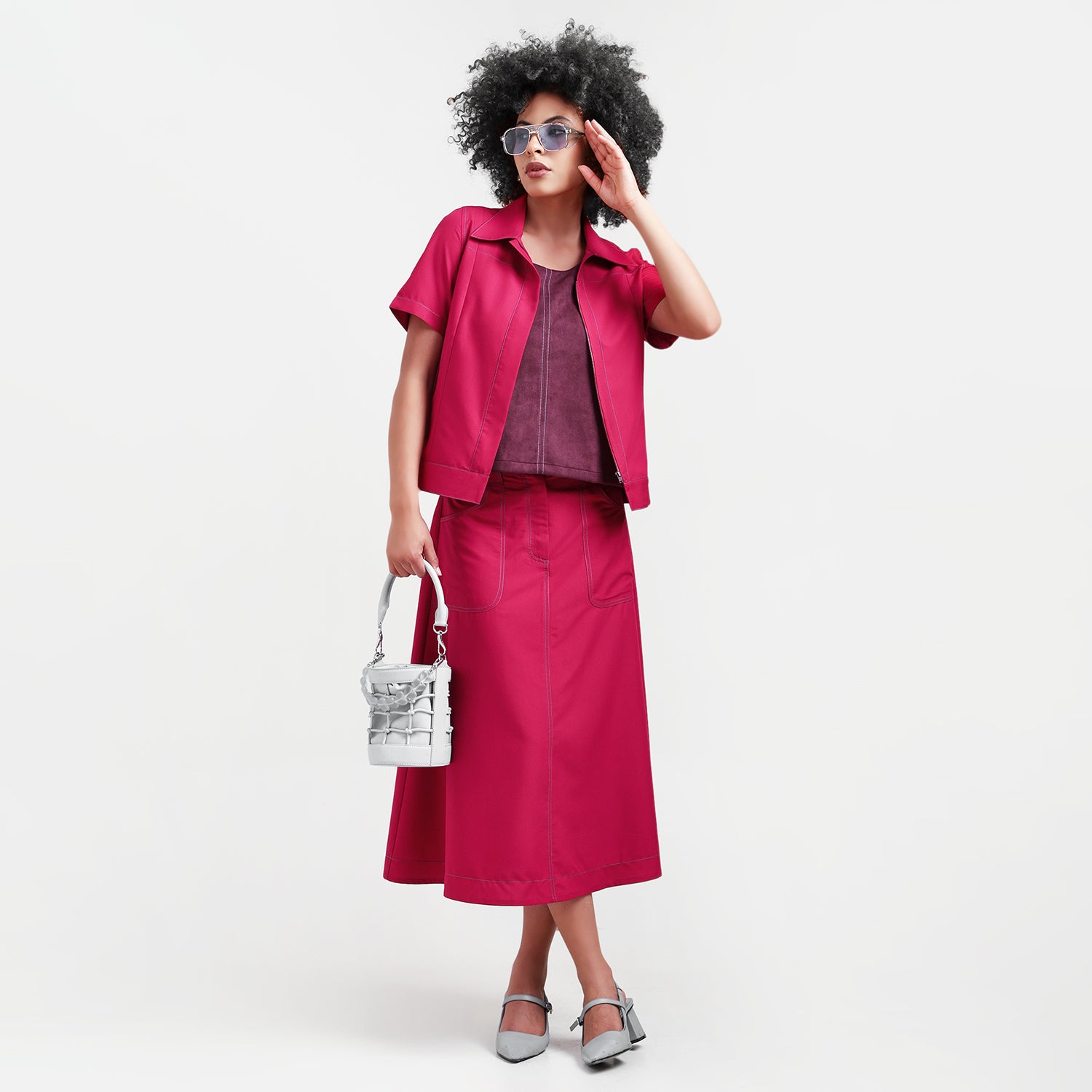 Red Skirt With Top Stitch