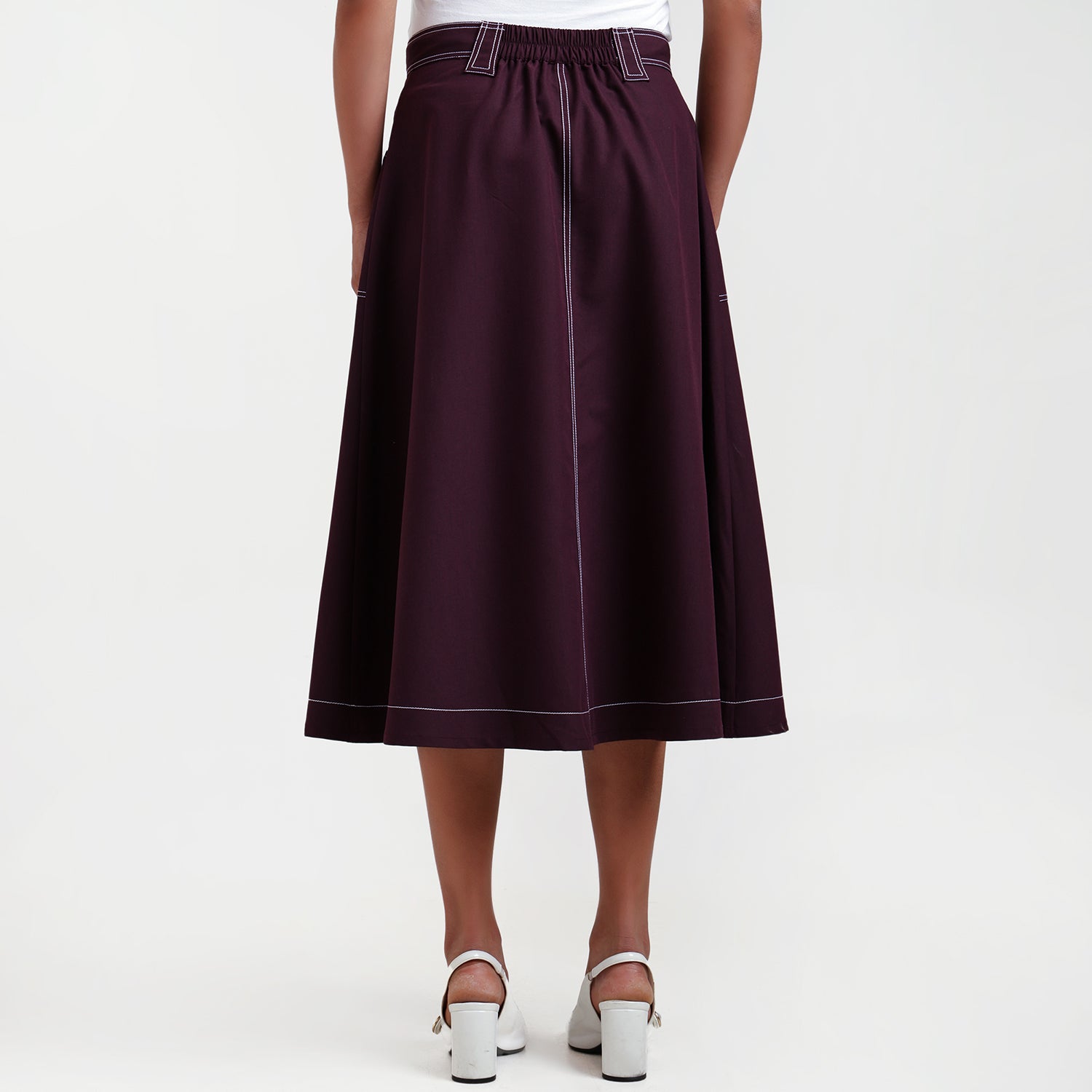Prune Skirt With Top Stitch