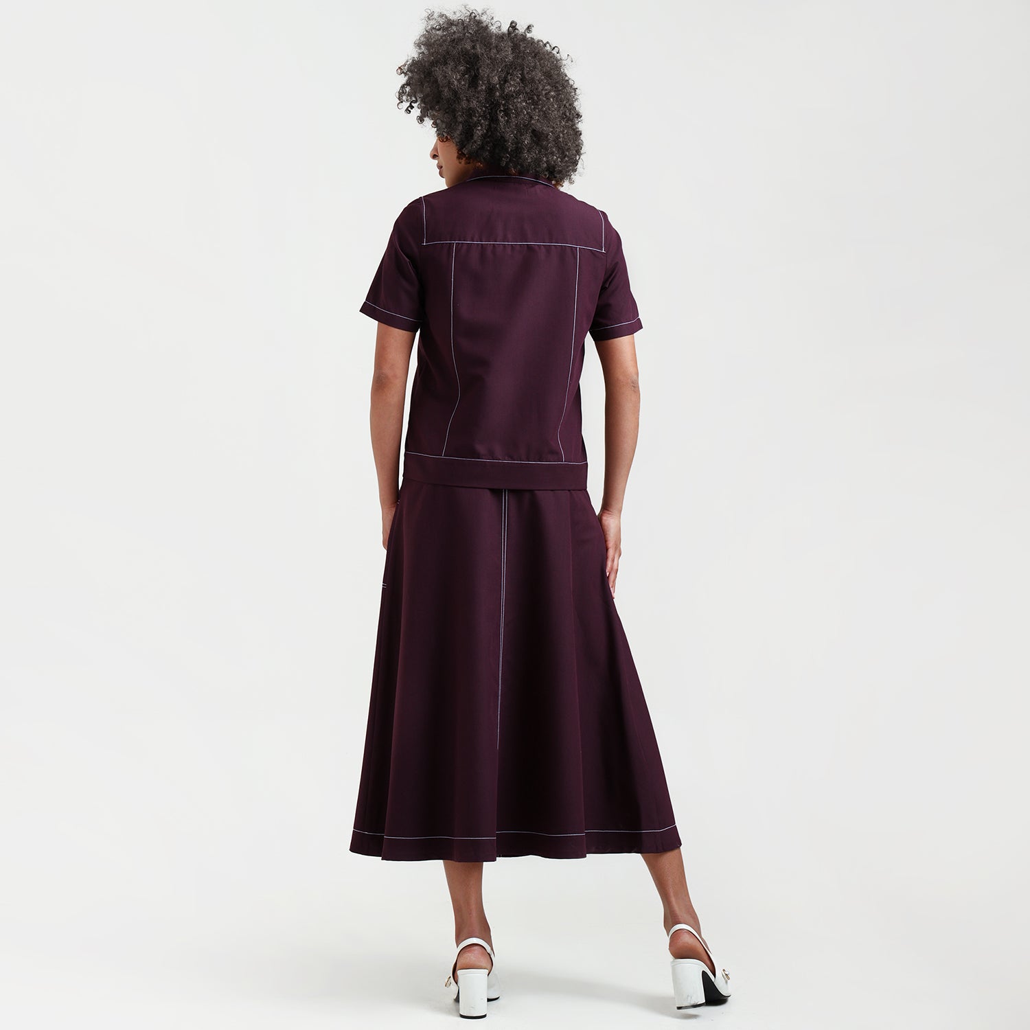 Prune Short Jacket With Top Stitch