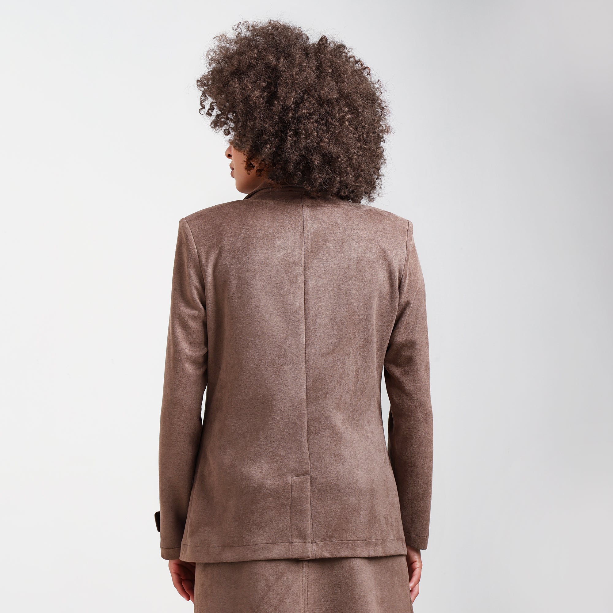 Brown Suede Jacket With Long Sleeve