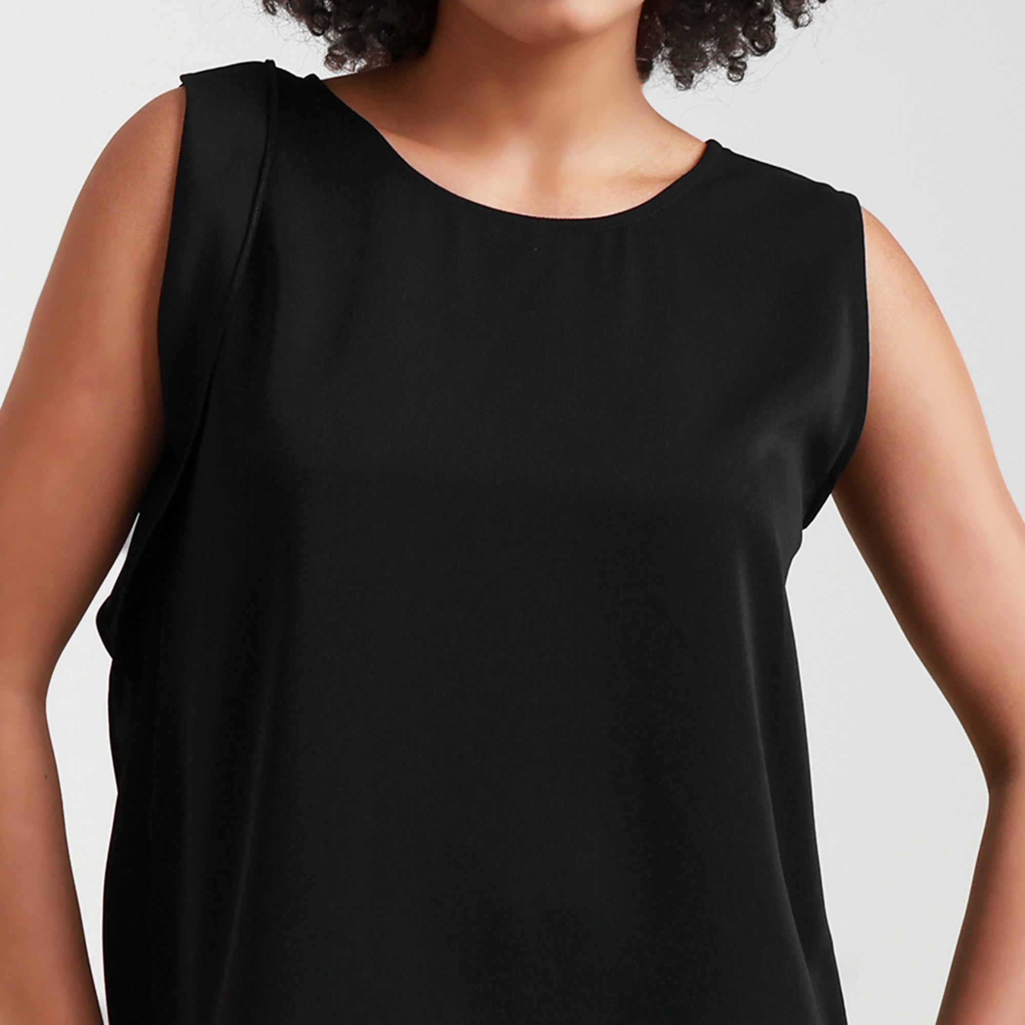 Black Crepe Side Frill Top