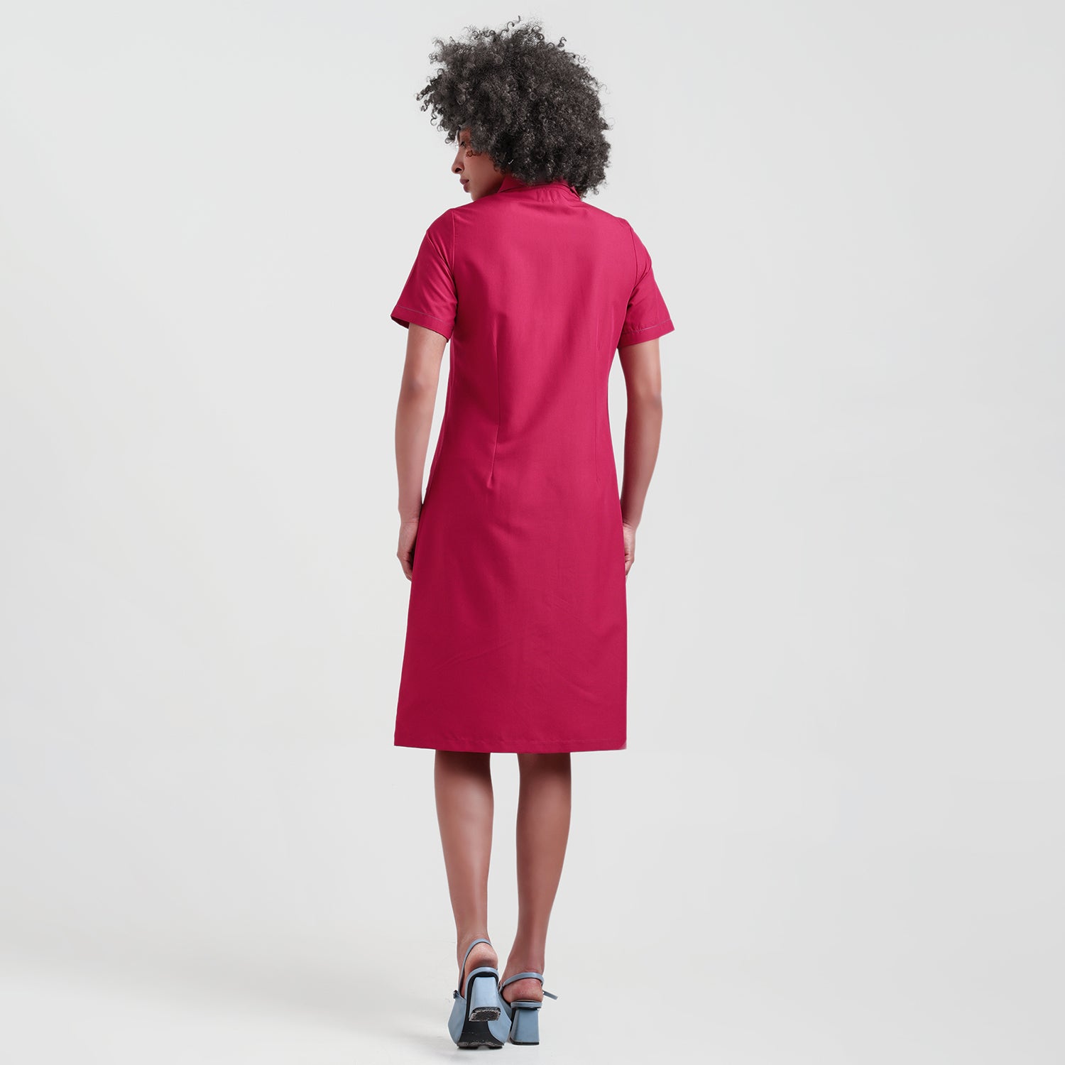 Red Trench Coat With Top Stitch