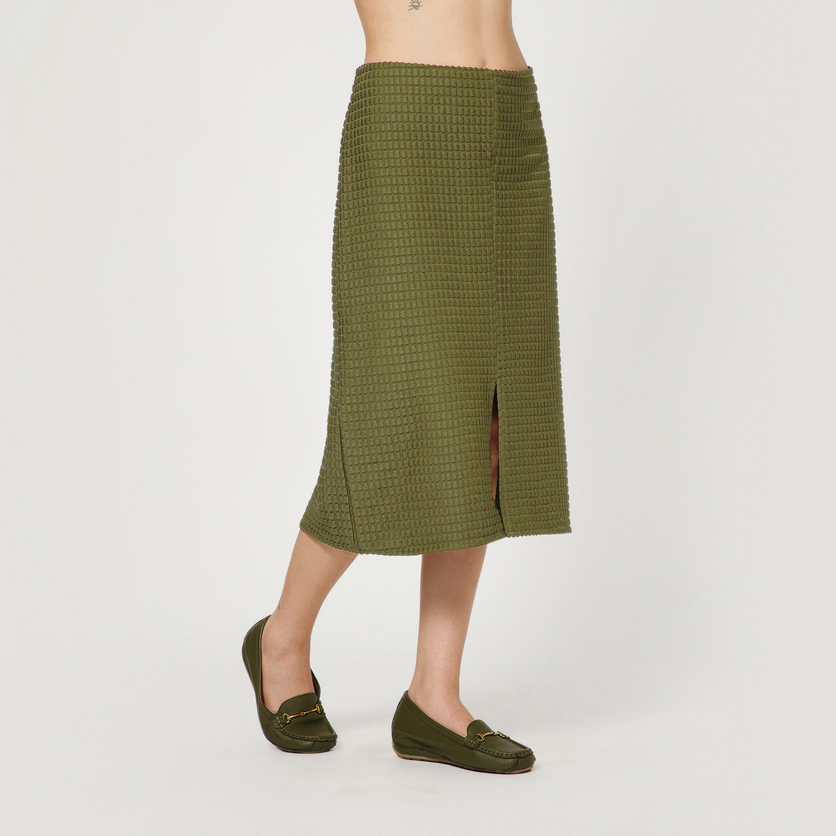 Olive Textured Skirt