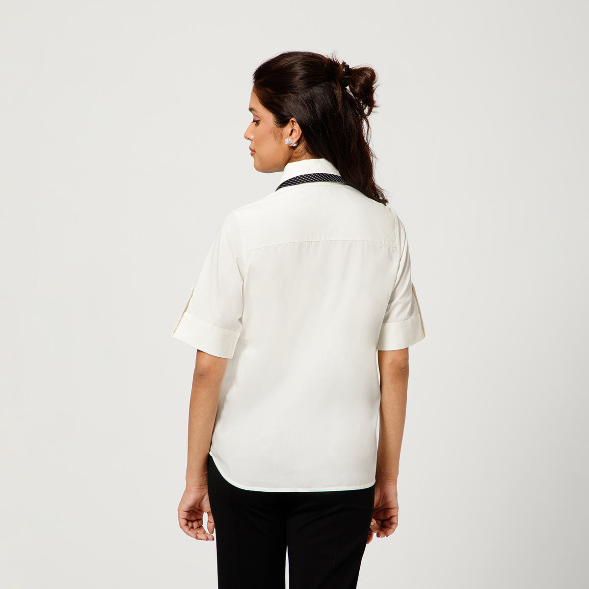 Off White Top With Tie Bow