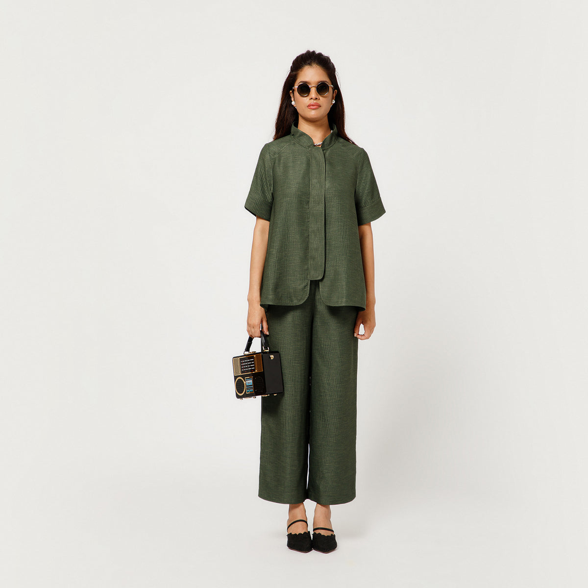 Olive Green Textured Top