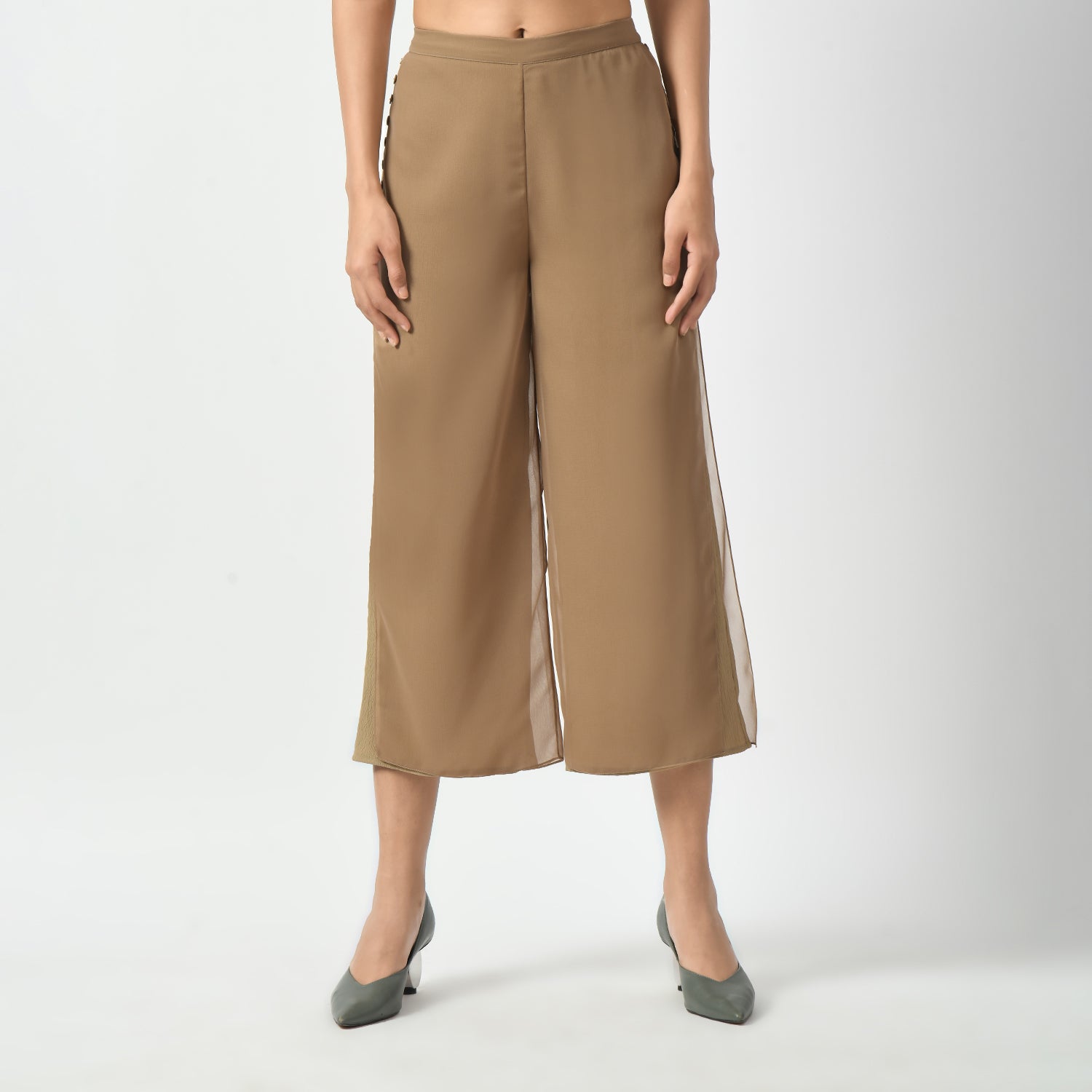 Beige Crepe Georgette Plazzo for Women