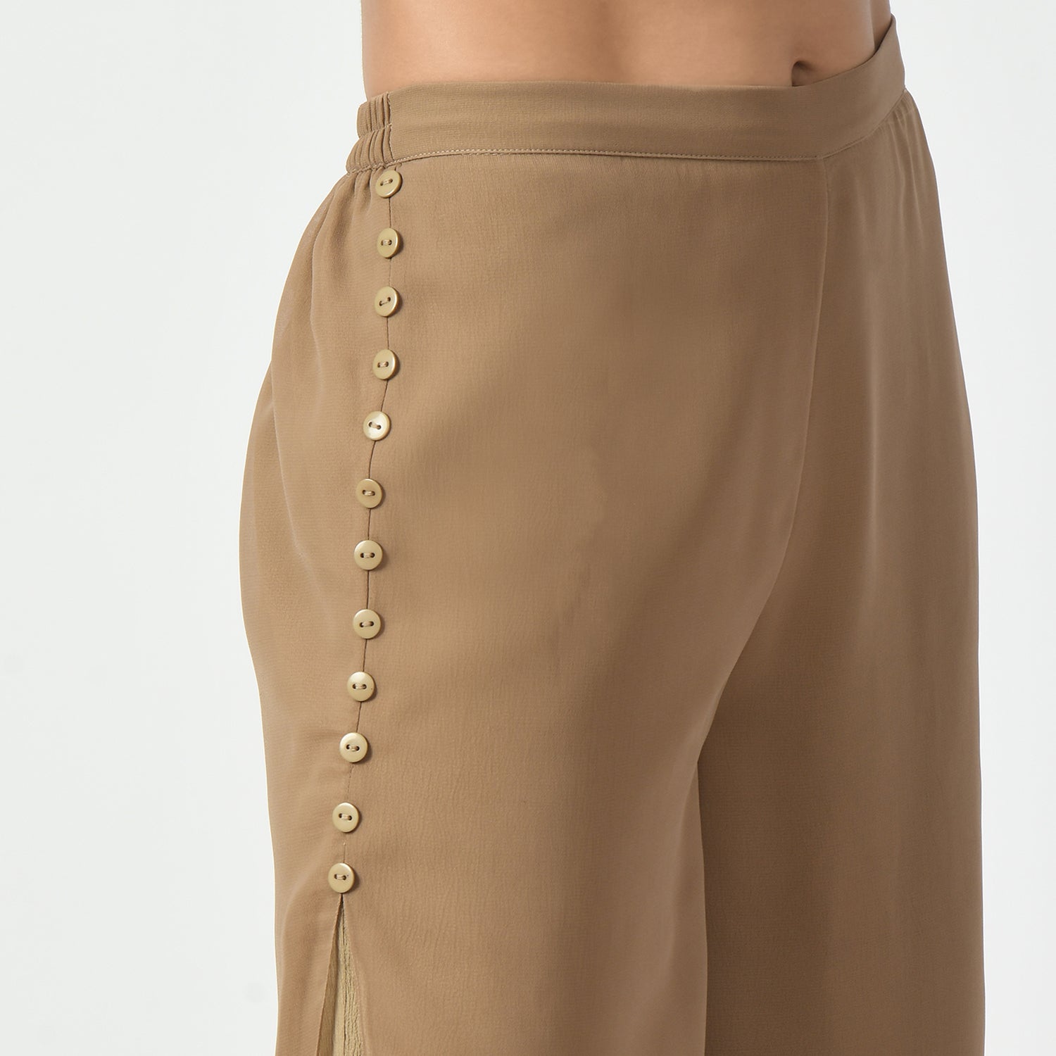 Beige Crepe Georgette Plazzo for Women-3