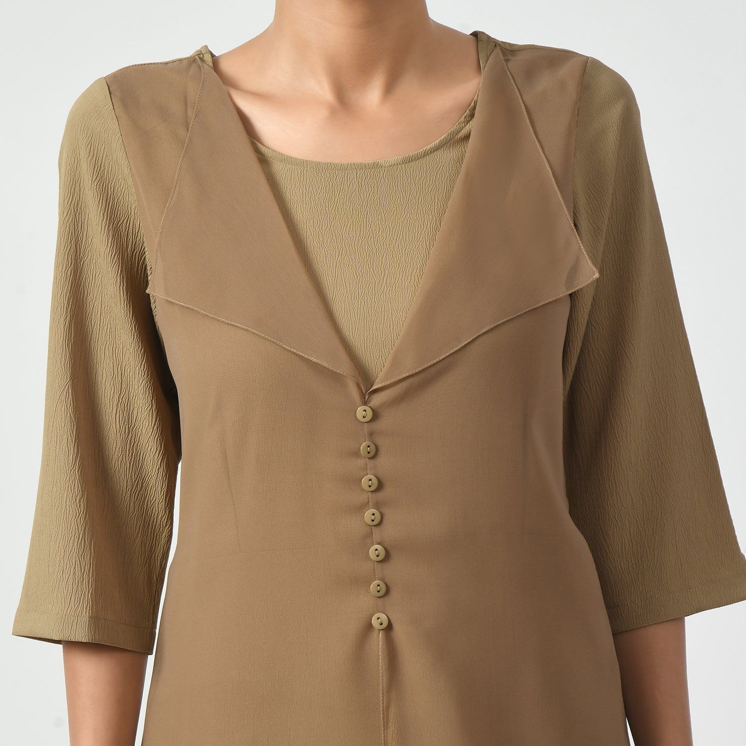 Beige Texture Drape Dress, drape dress, texture dresses, beige drape dress, dress for women, stylish dress for women, one piece for women dress, office wear women