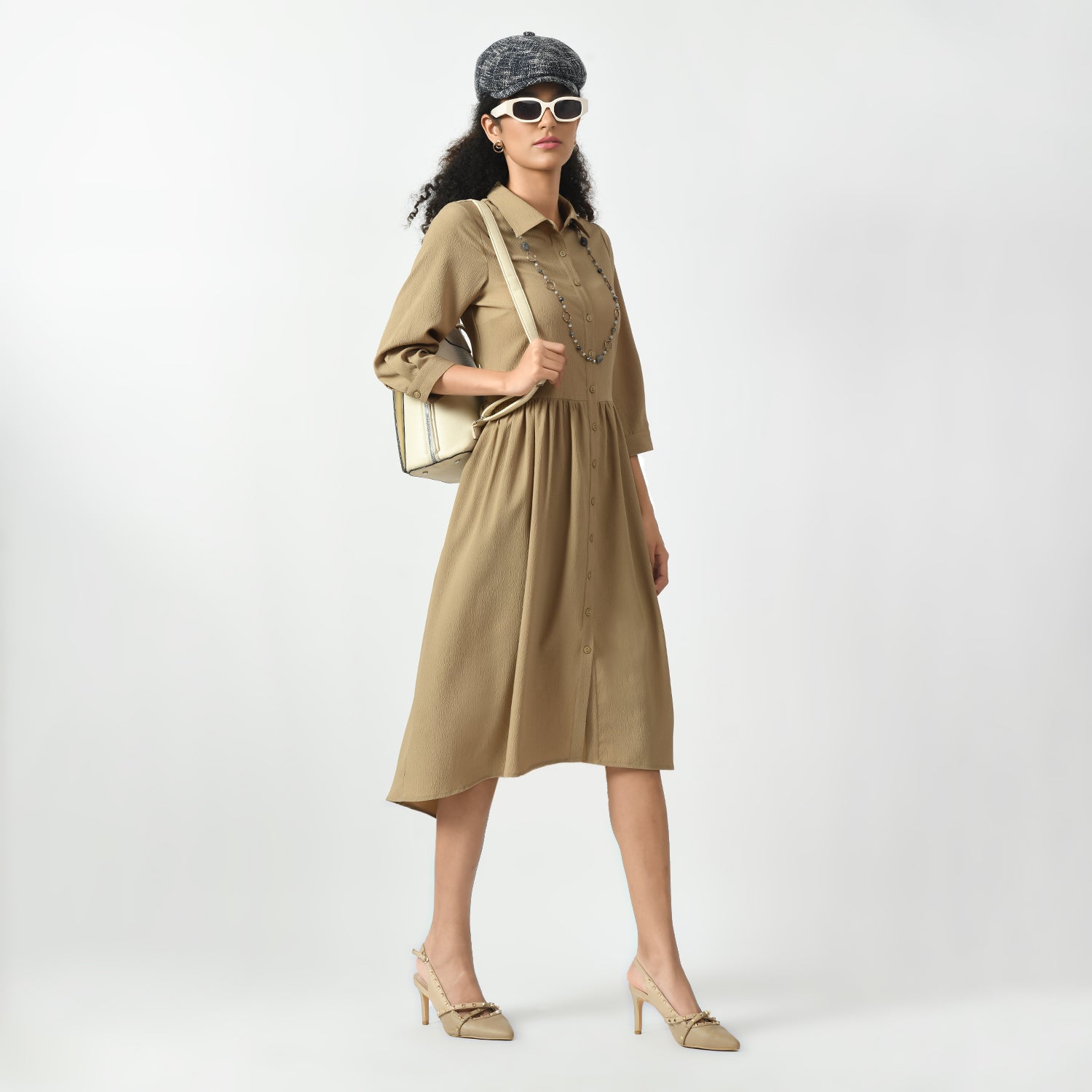 Beige Texture Long Tunics for Women
