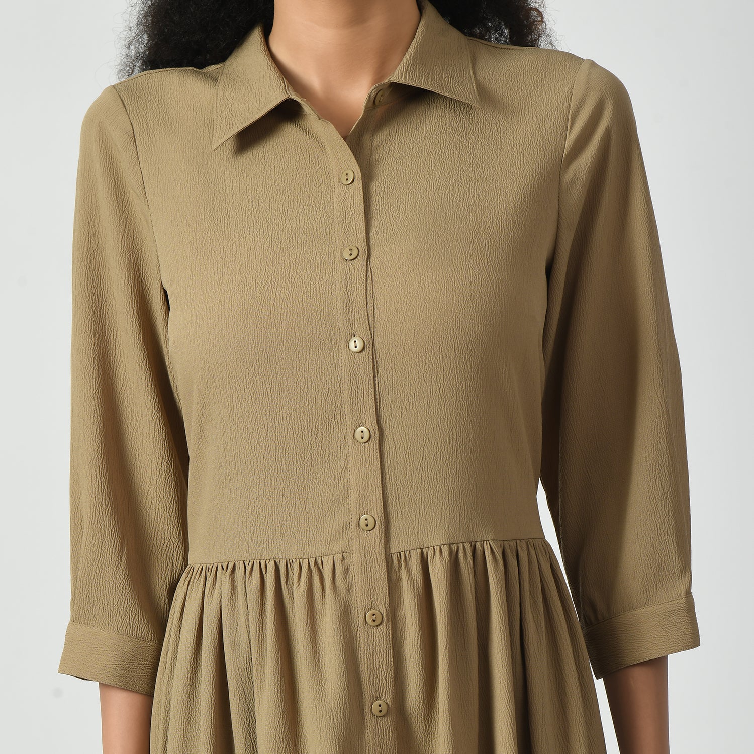 Beige Texture Long Tunics for Women-3