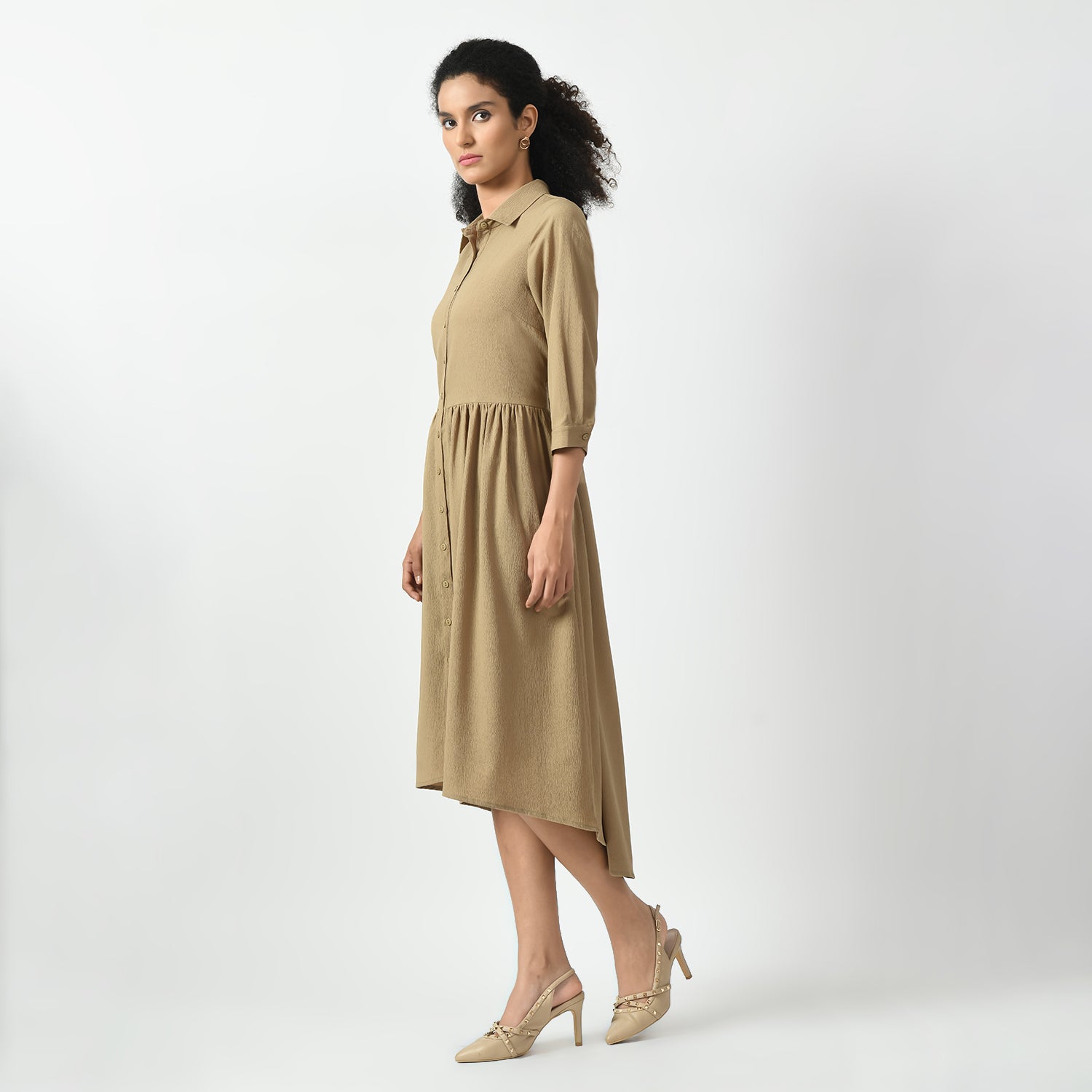 Beige Texture Long Tunics for Women-5