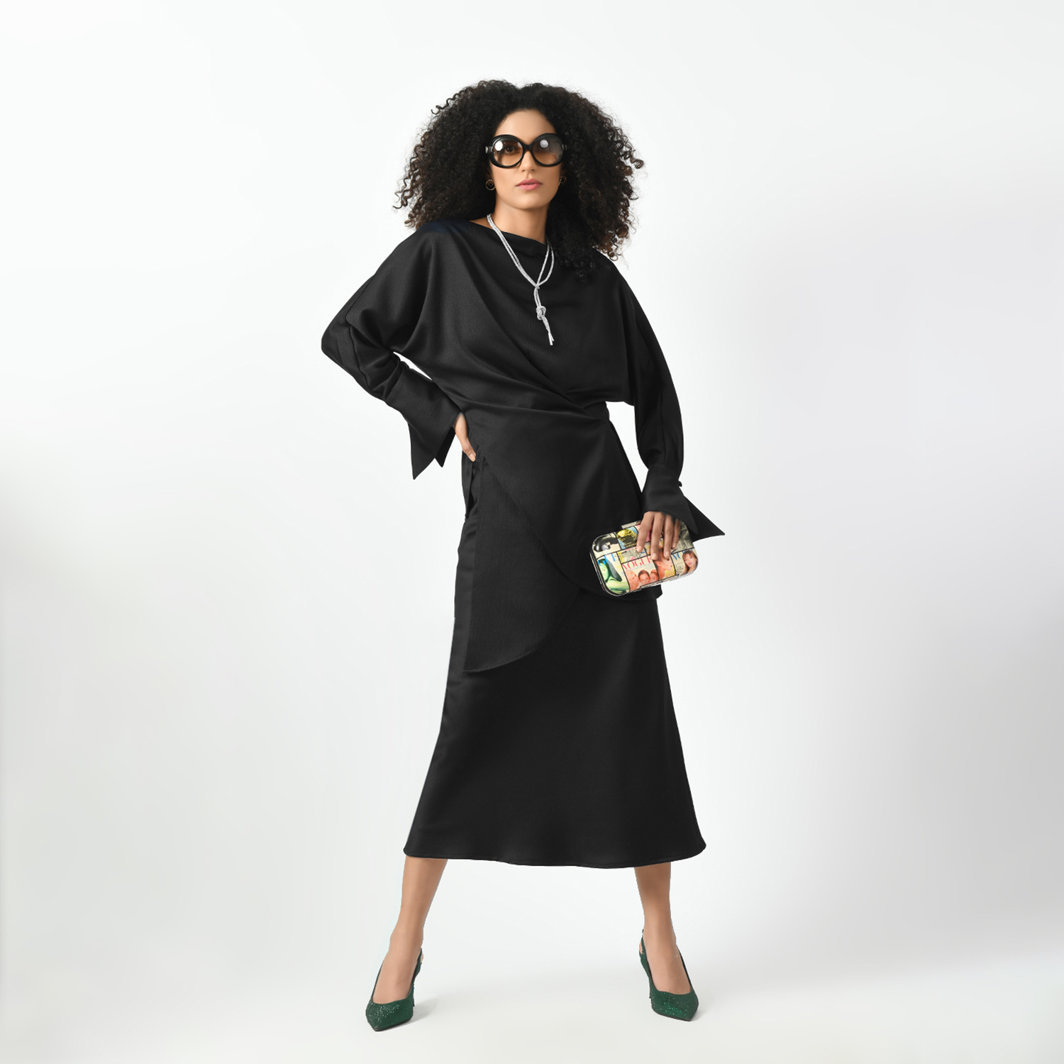 Black Asymmetrical Top for Women