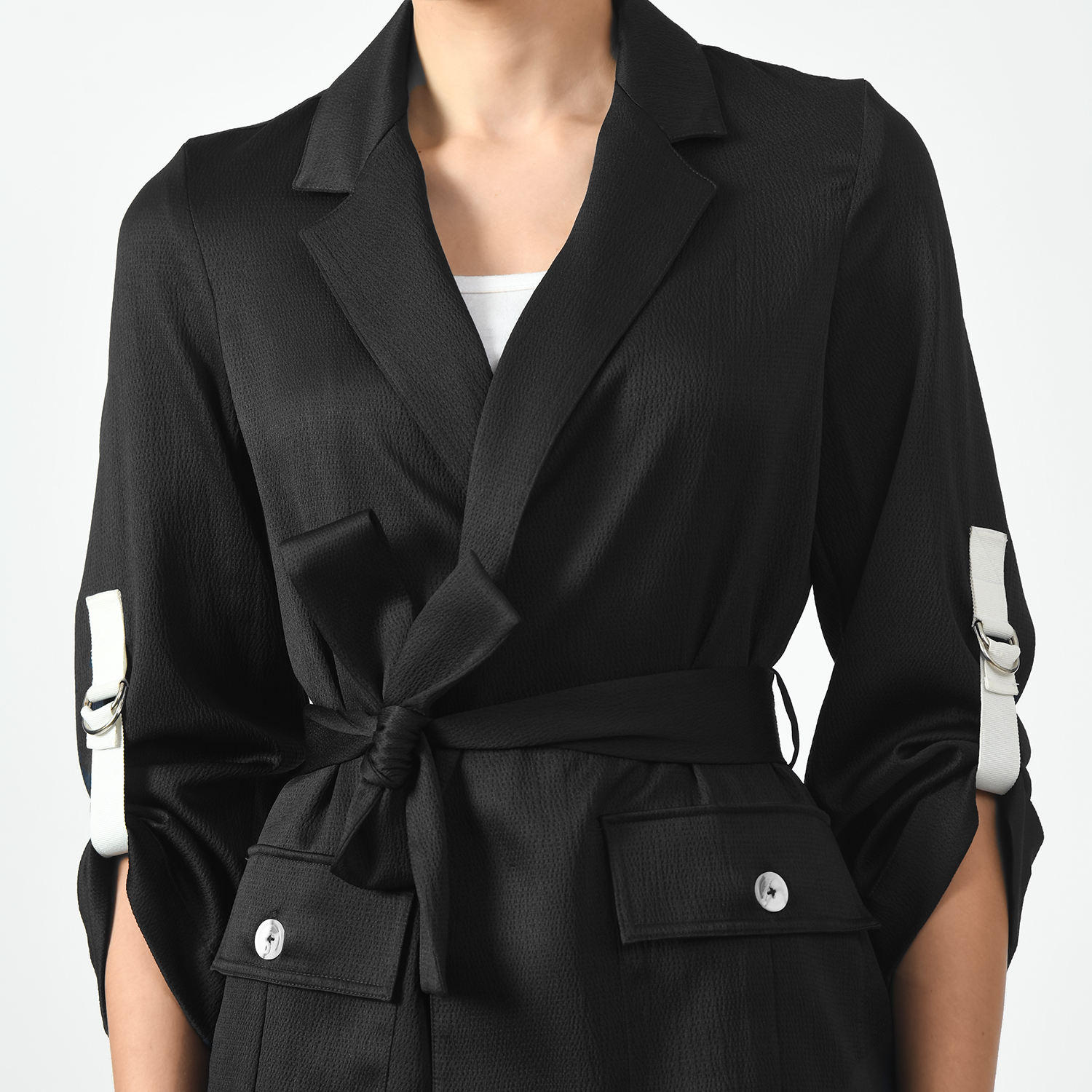 Black Jacket with Pocket for Women-3