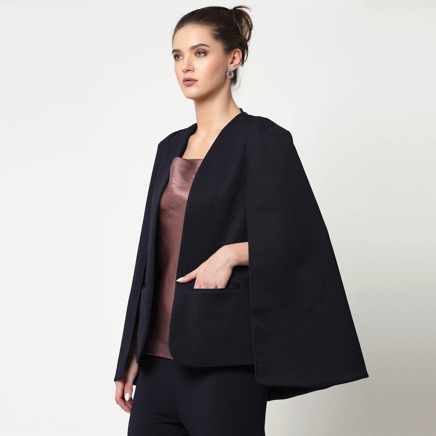 Blue Cape Jacket for Women-5