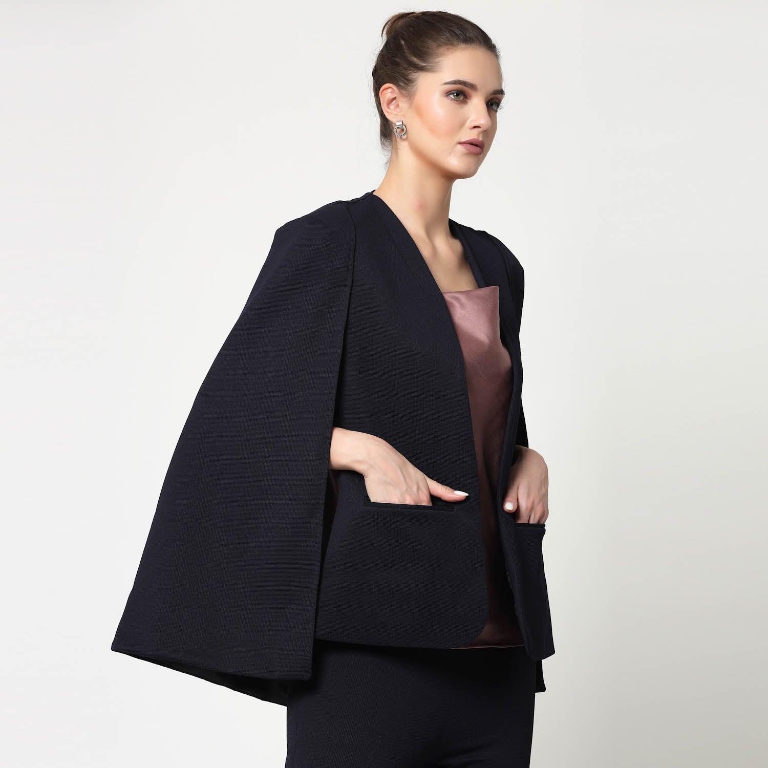 Blue Cape Jacket for Women-4