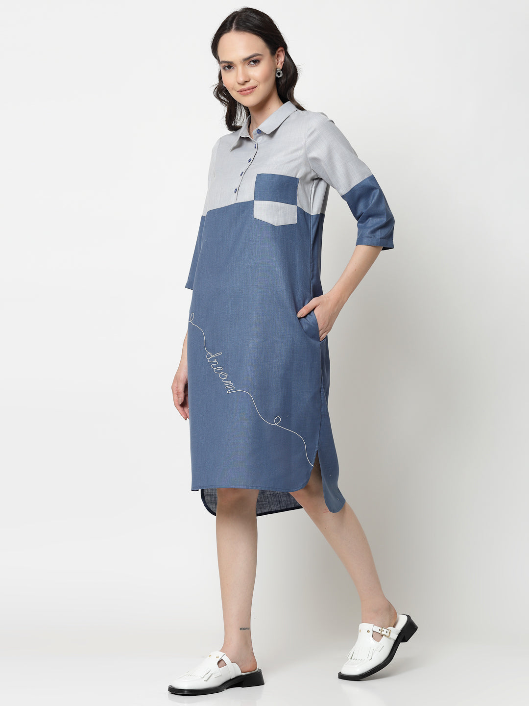 Buy Blue Double Colour Dresses for Women-1