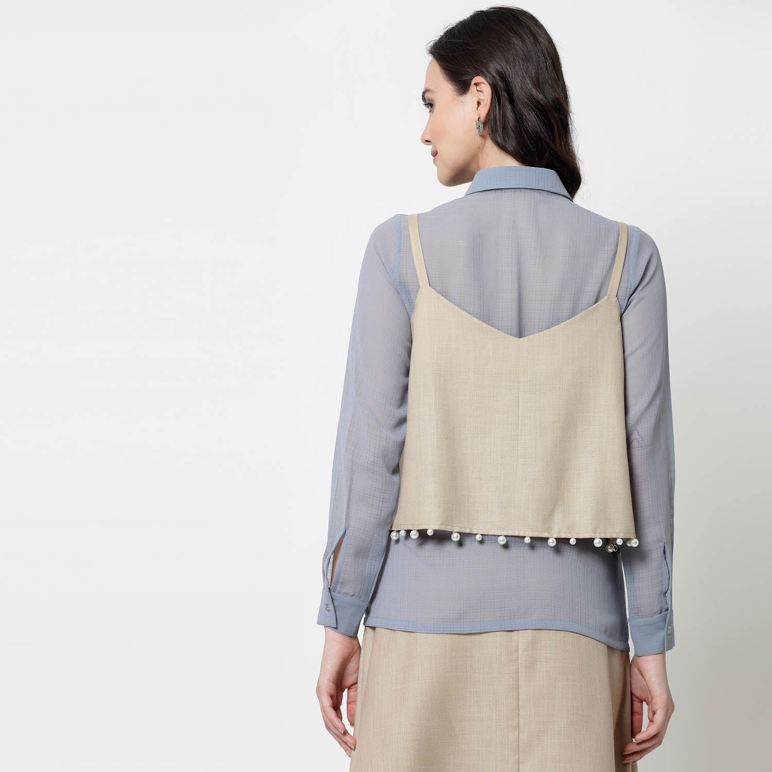 Blue Georgette Shirt for Women-6