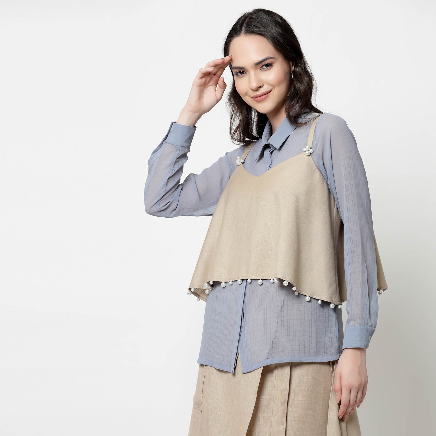 Blue Georgette Shirt for Women