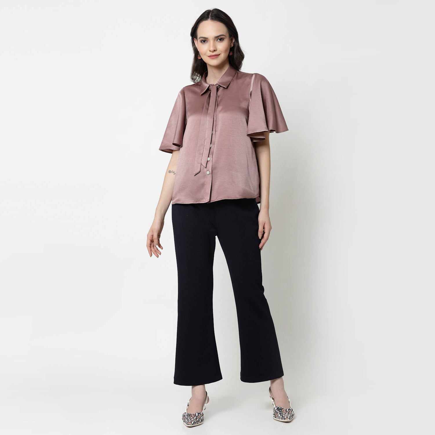 Blue Lycra Bell Bottom Pant, formal pants, loose pants for women