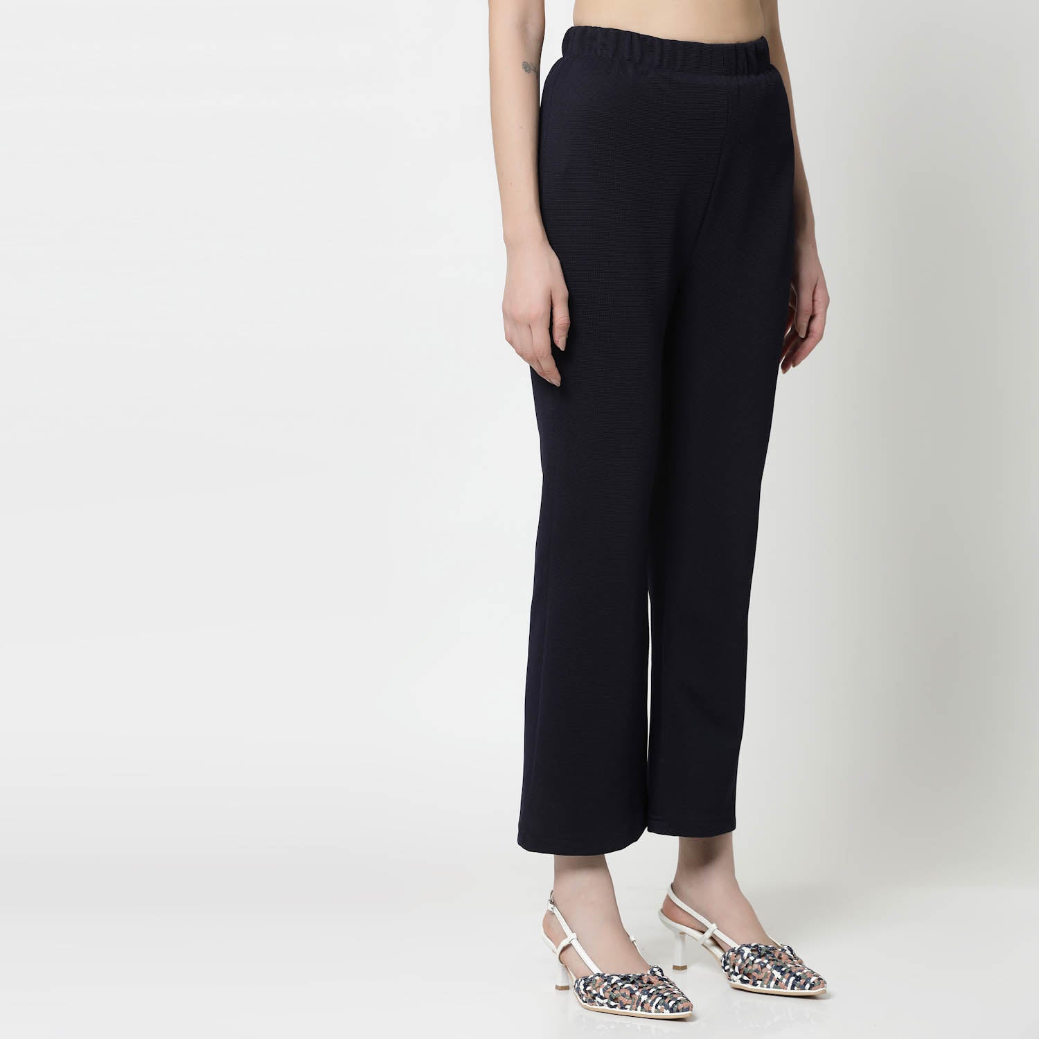 Blue Lycra Bell Bottom Pant, formal pants loose pants for women