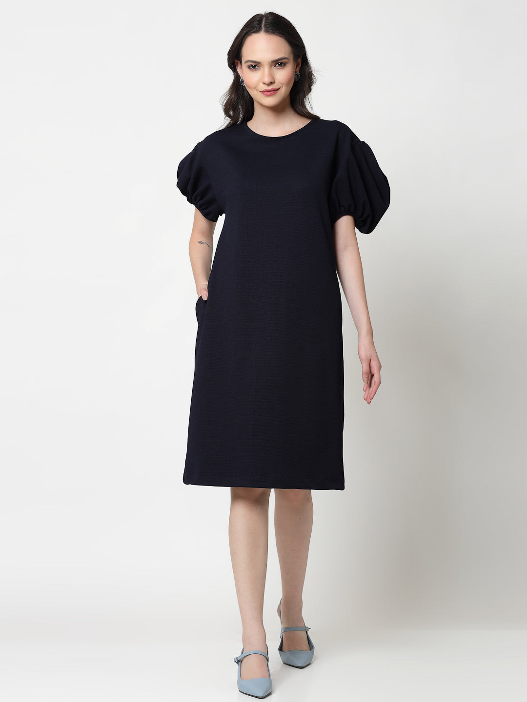 Buy Blue Lycra Dresses for Women -4