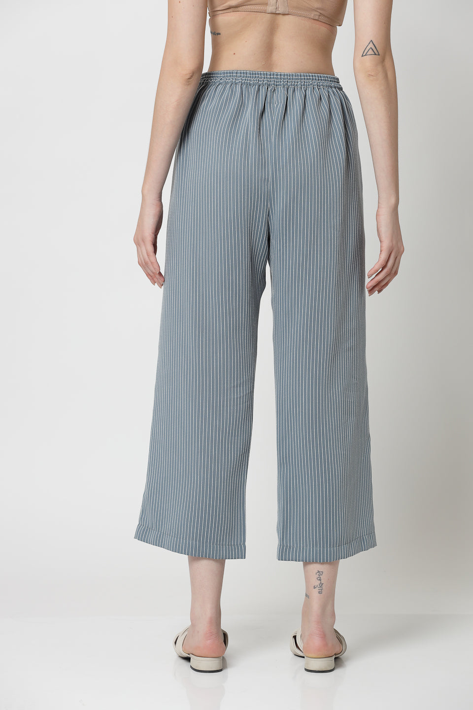 Blue Plazzo for Women with White Lines-5