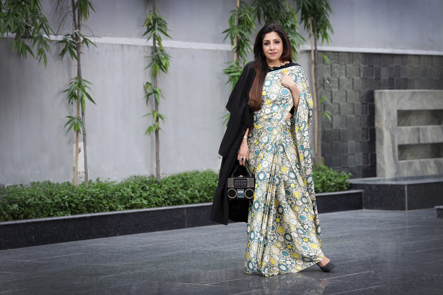 Clock Print Saree, Professional Sarees for Women - Traditional Workwear Elegance