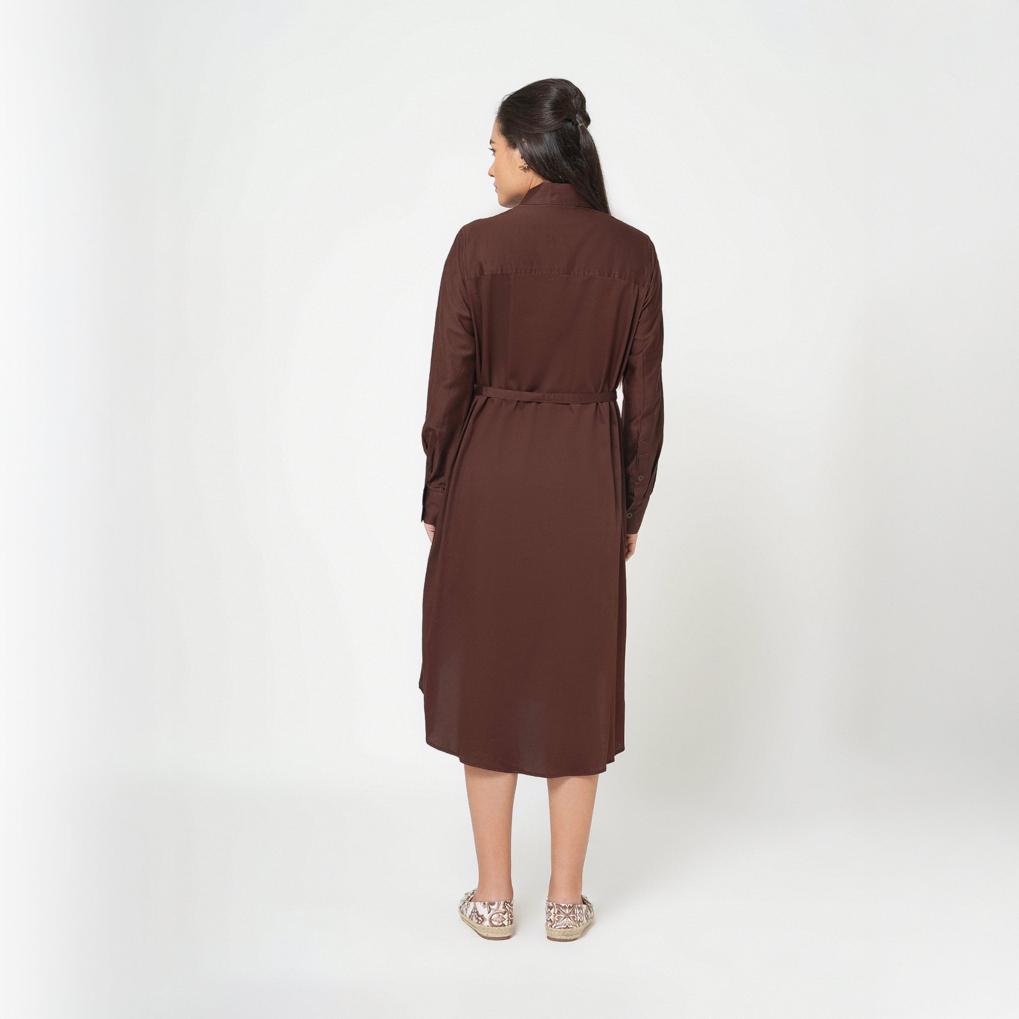 Brown Cotton Long Shirt