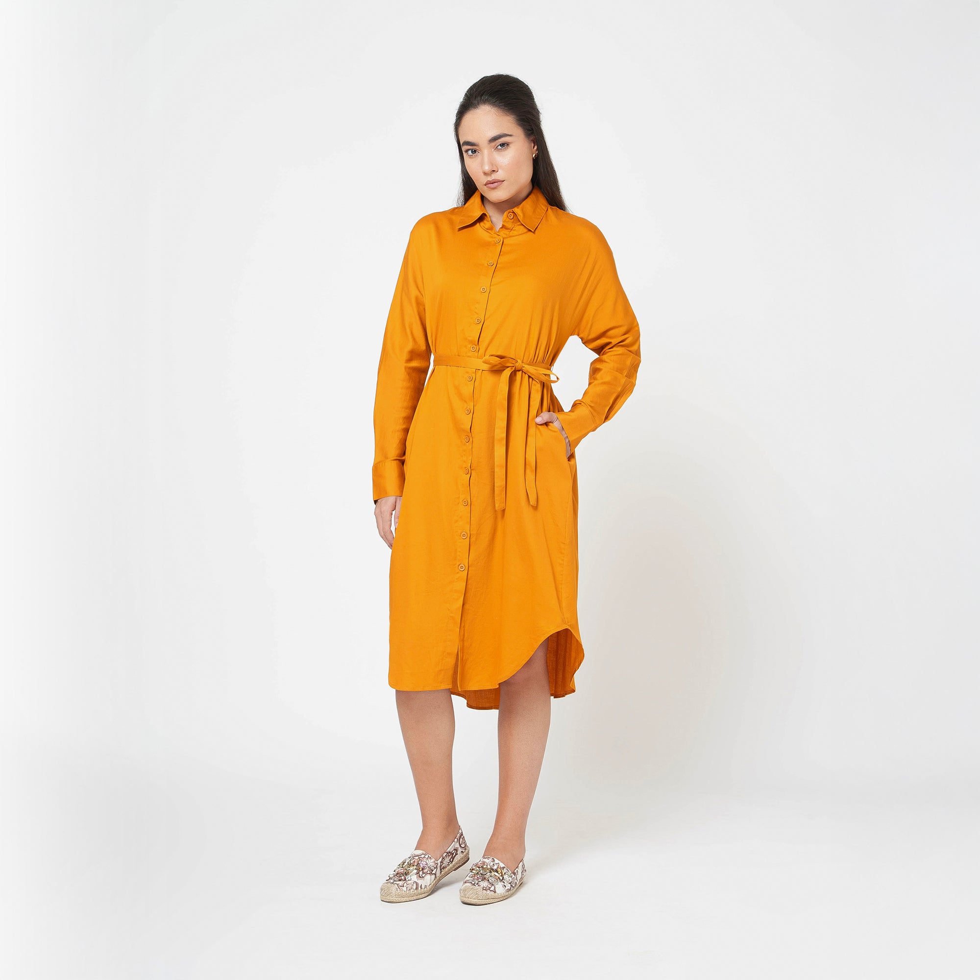 Mustard Cotton Long Shirt