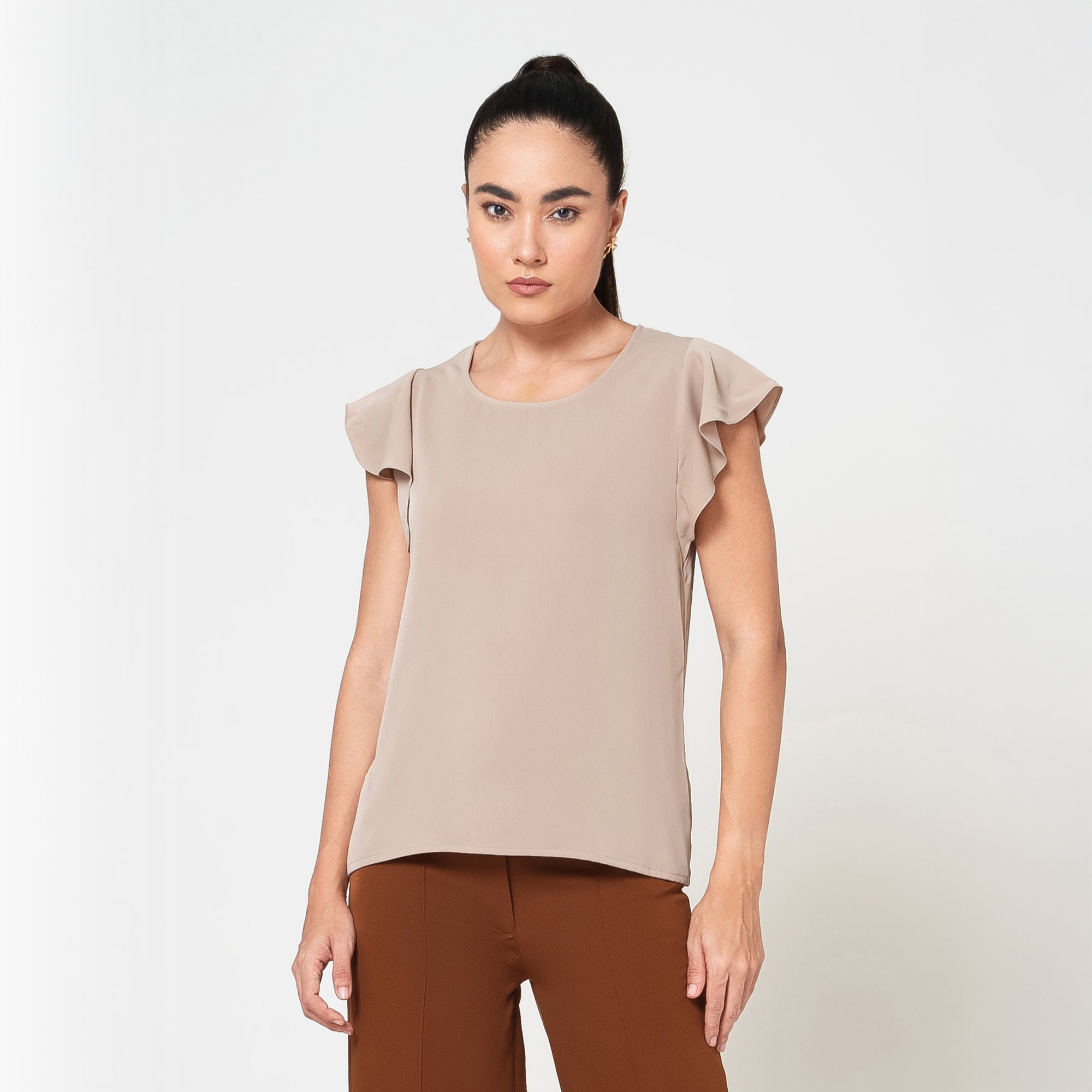 Saree Jute Beige Dengan Mutiara