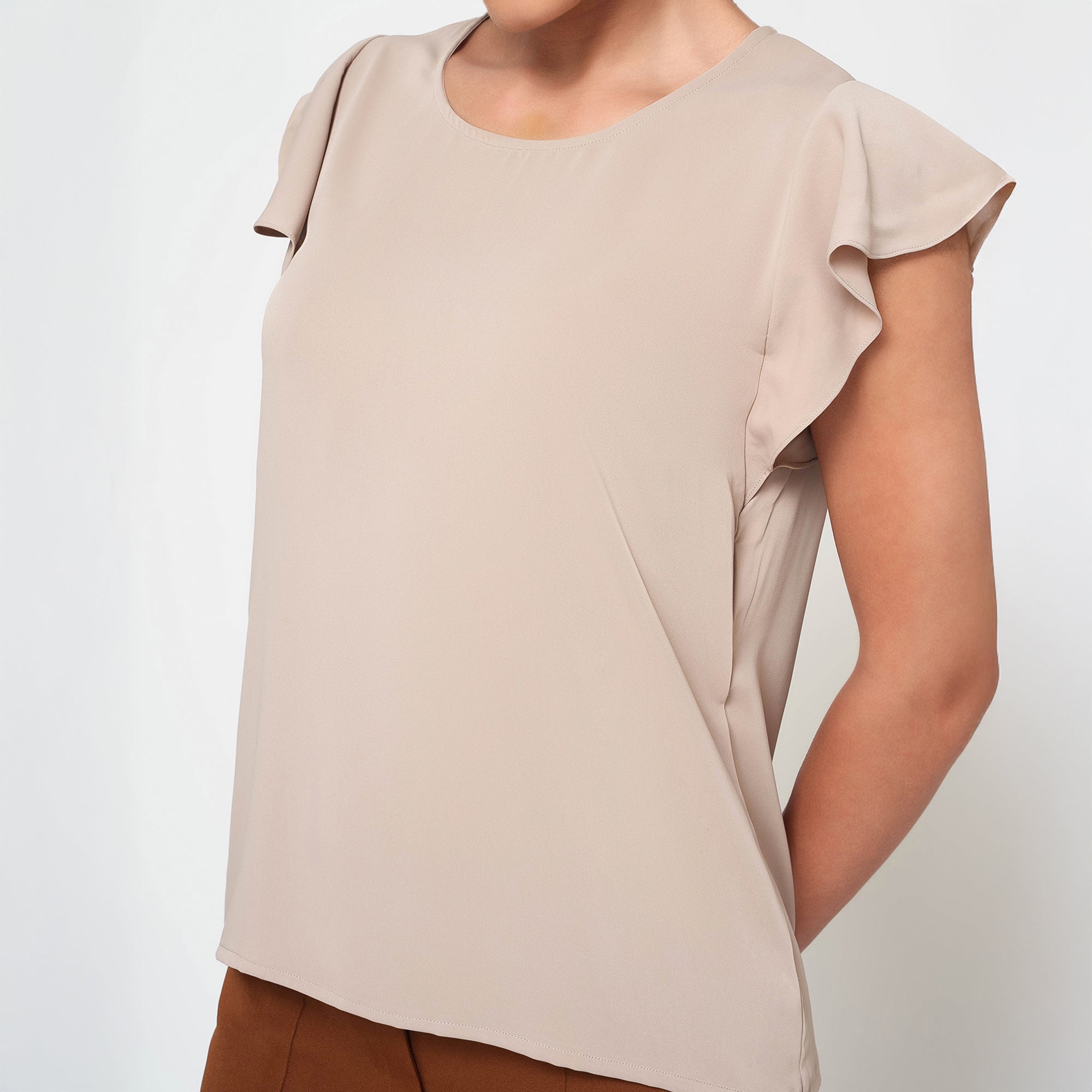 Saree Jute Beige Dengan Mutiara