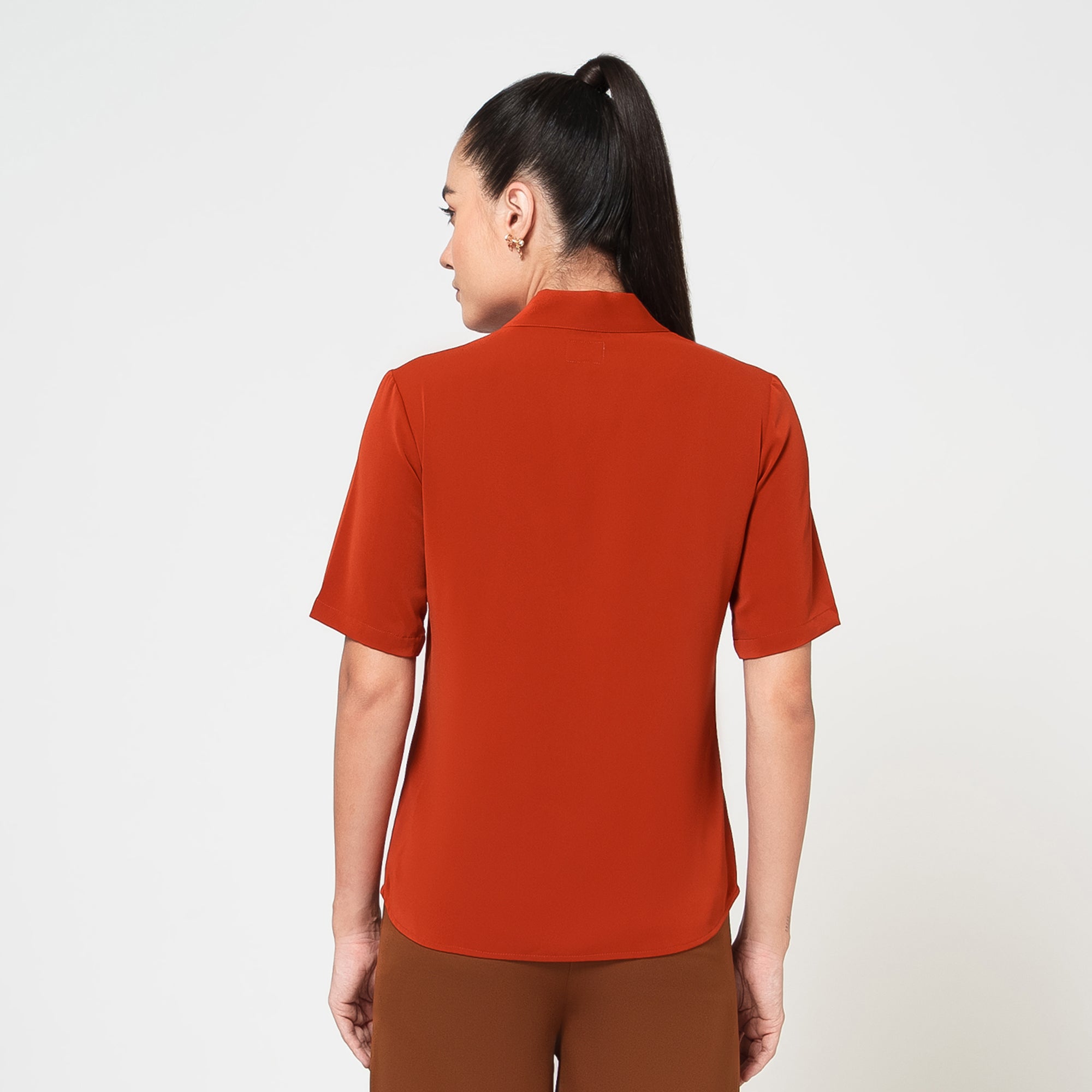 Orange Tie Knot Crepe Top