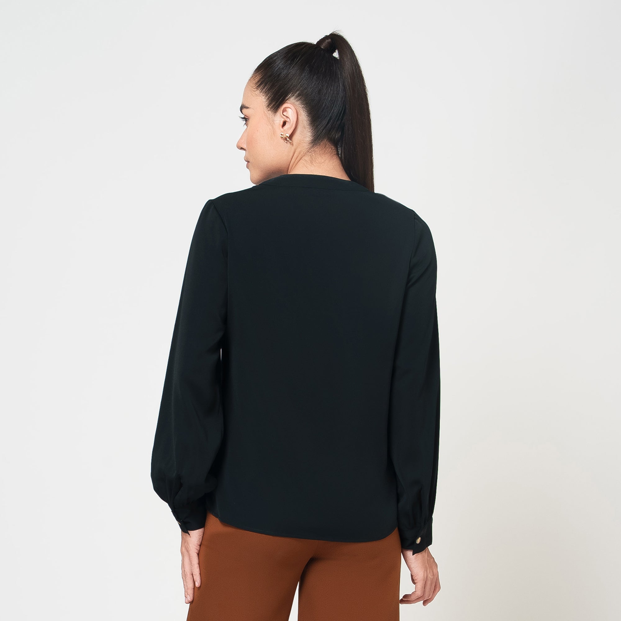 Black Crepe Full Sleeves Top