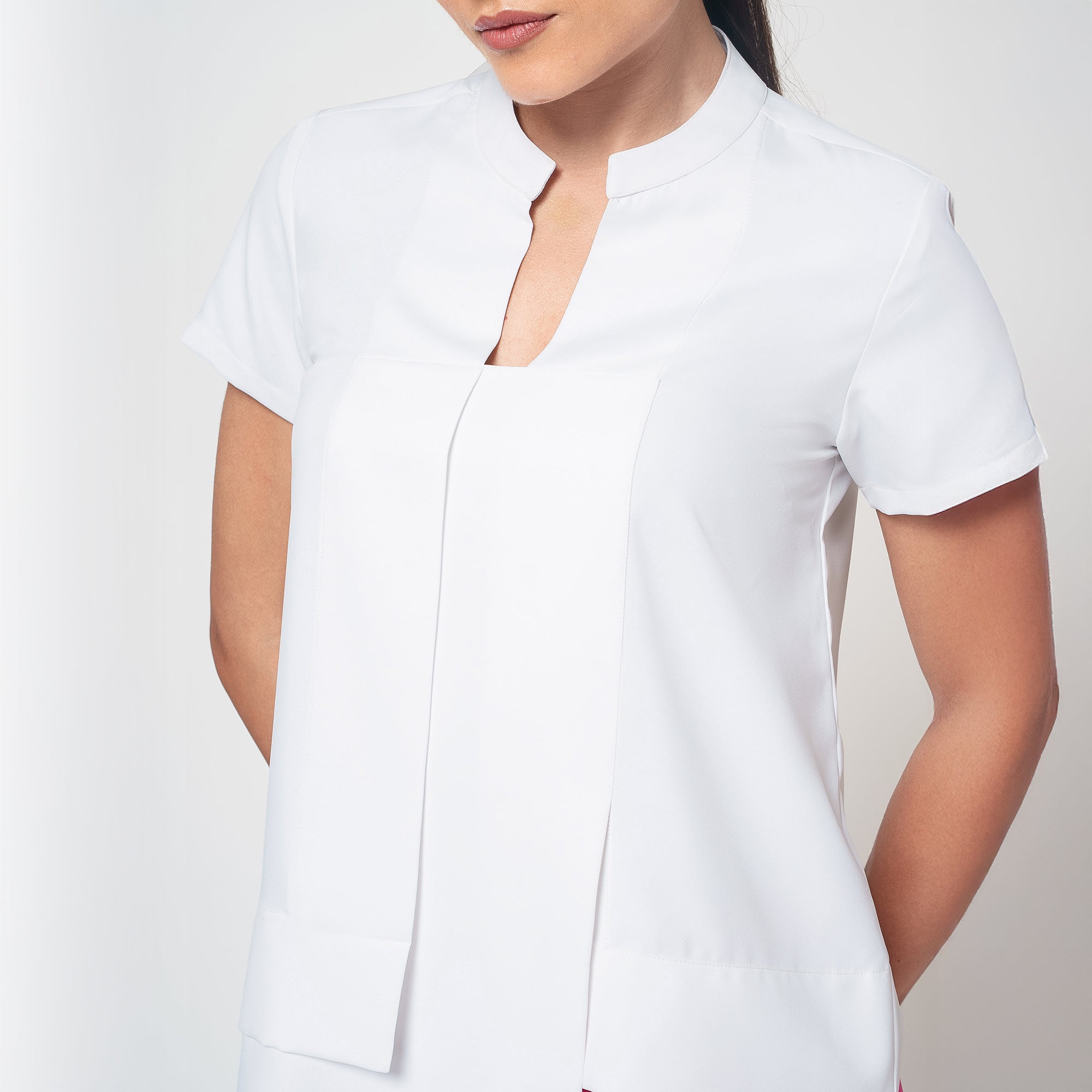 White Assymetrical Boxy Crepe Top