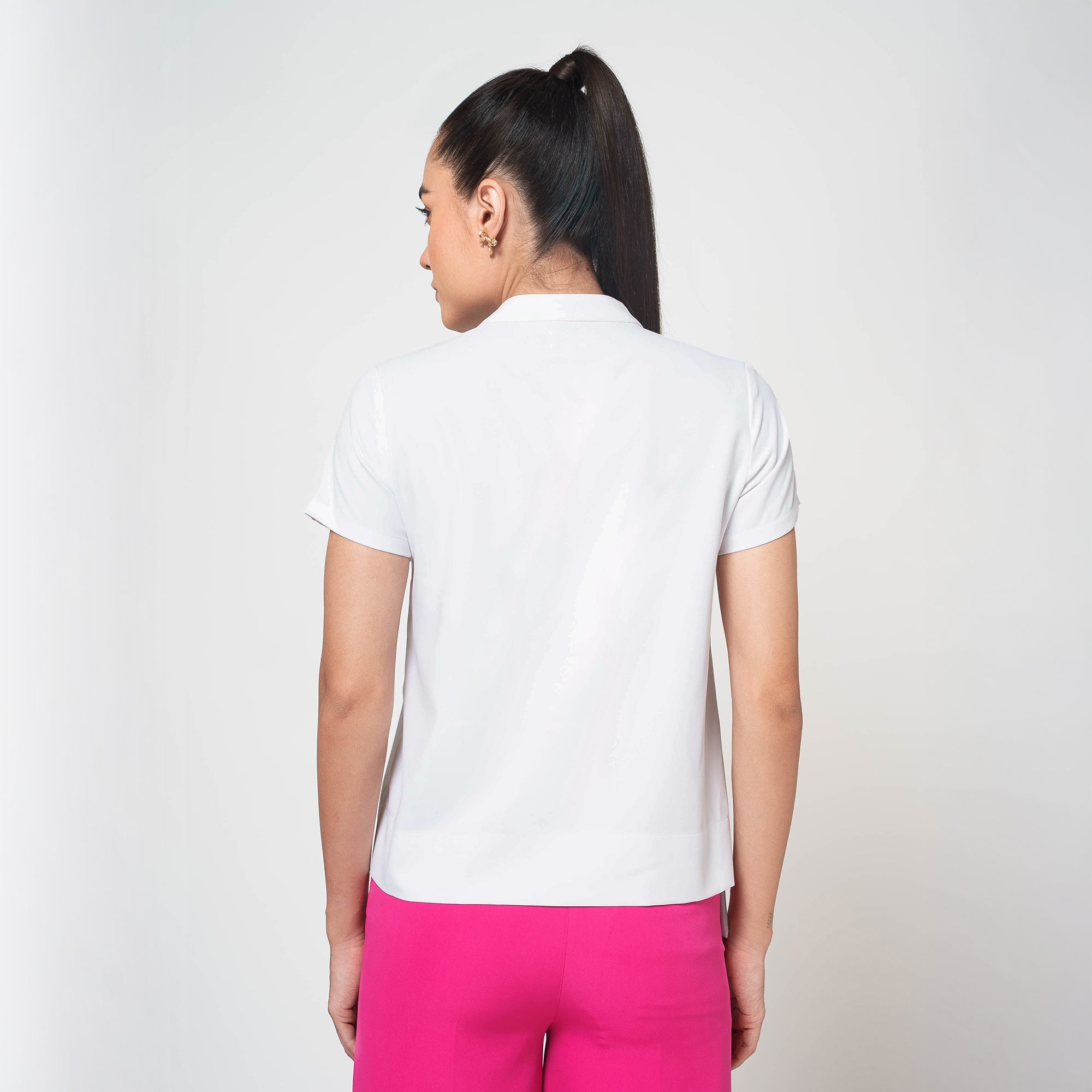 White Assymetrical Boxy Crepe Top