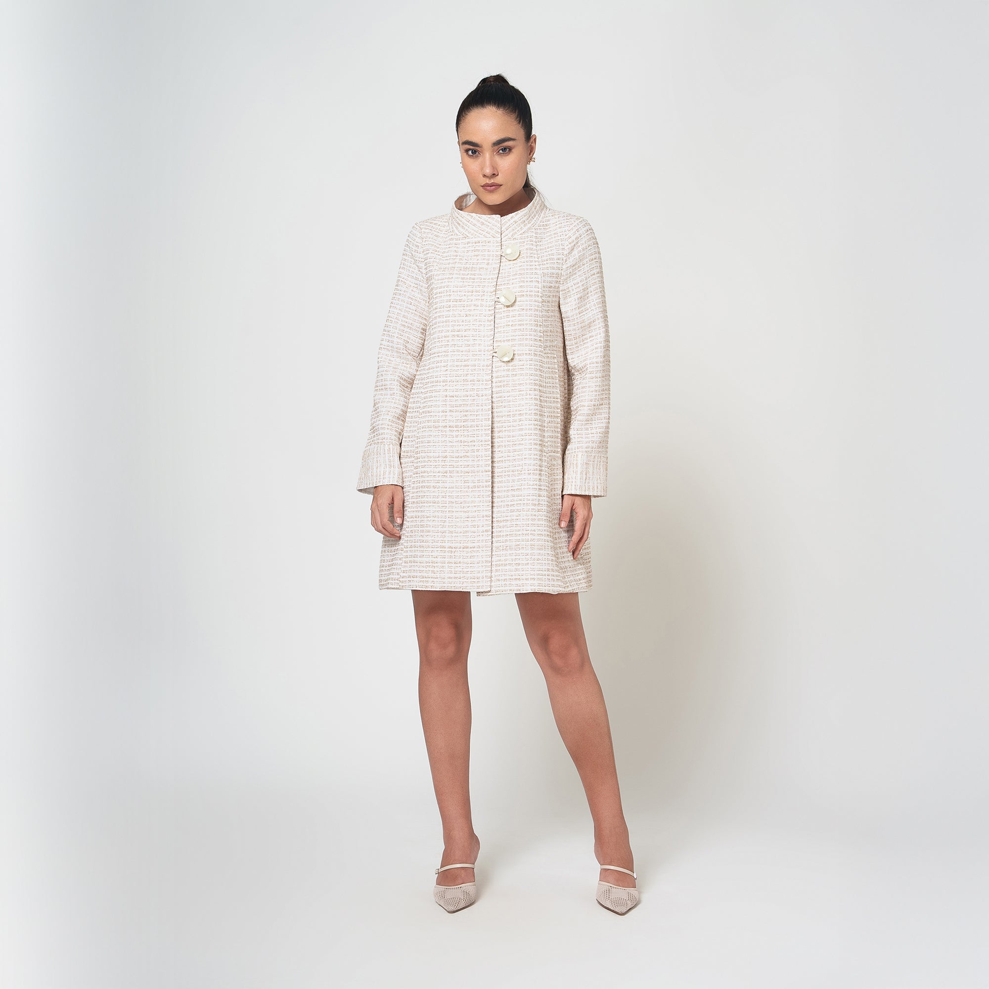 Off White Box Textured Overcoat