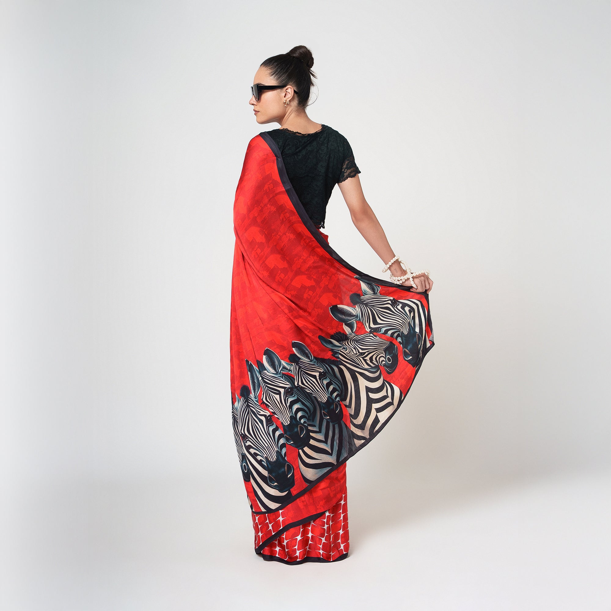 Zebra Modal Satin Saree