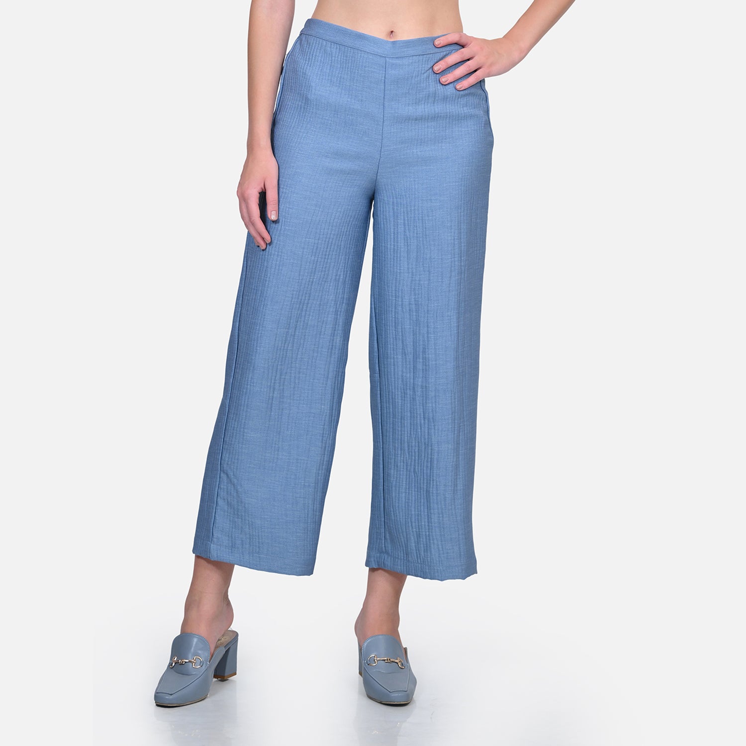 Blue Texture Line Plazzo for Women