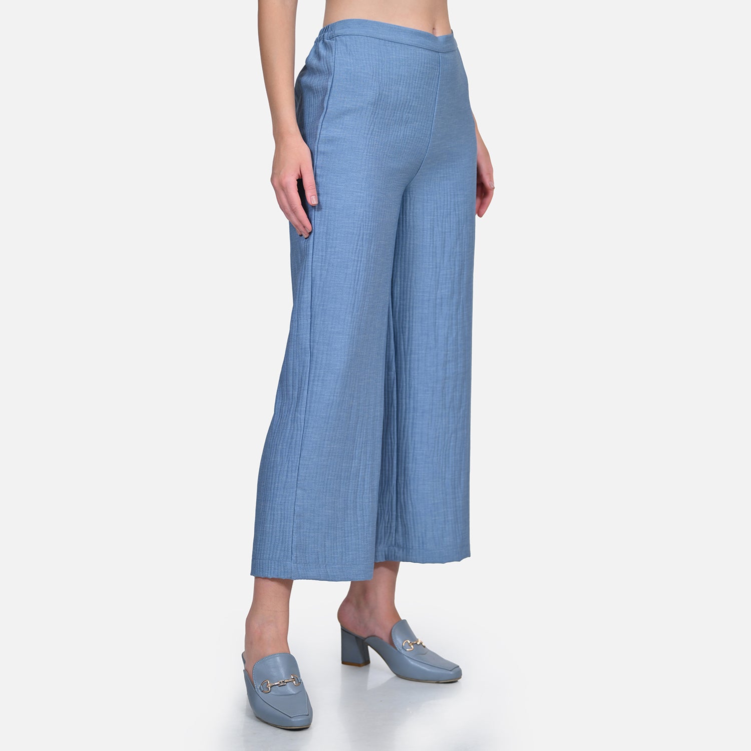 Blue Texture Line Plazzo for Women-2