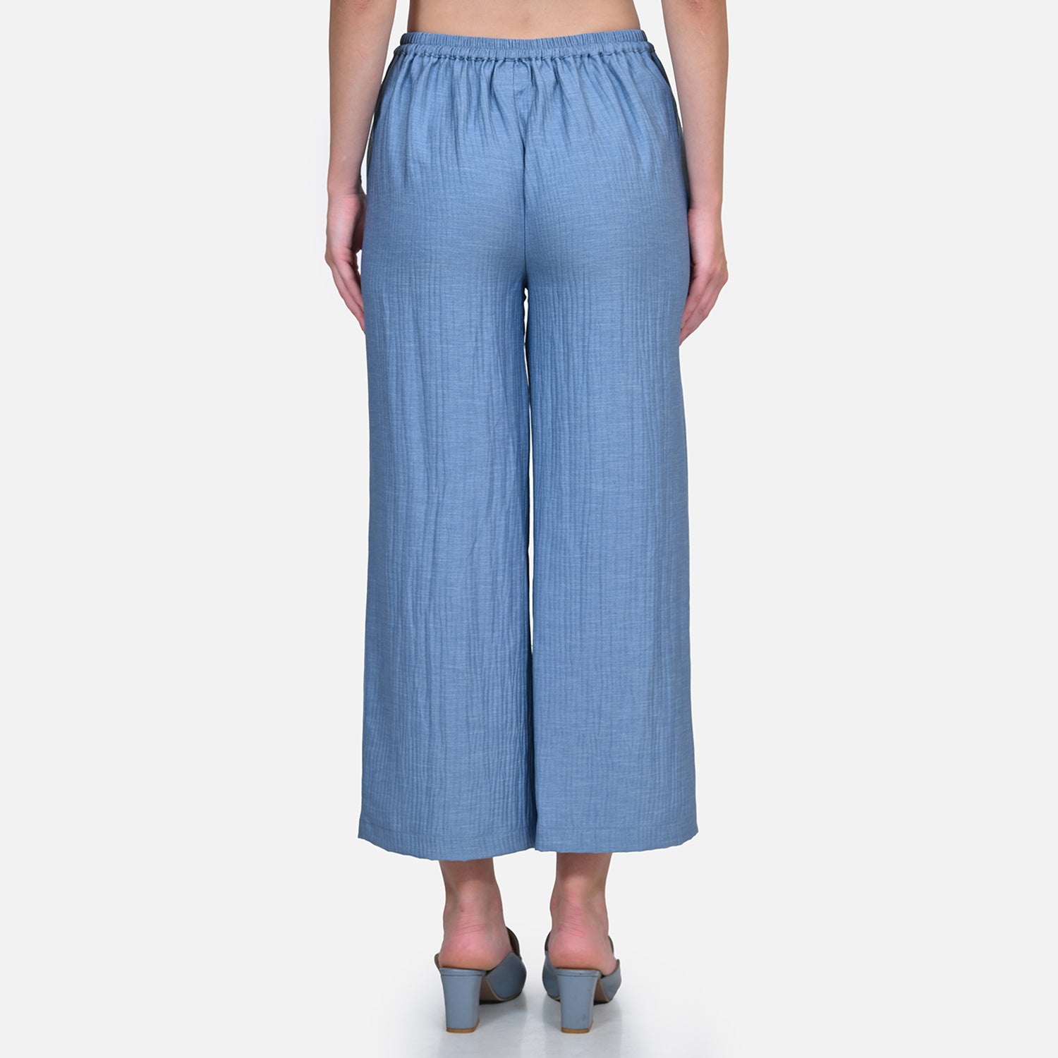 Blue Texture Line Plazzo for Women-3