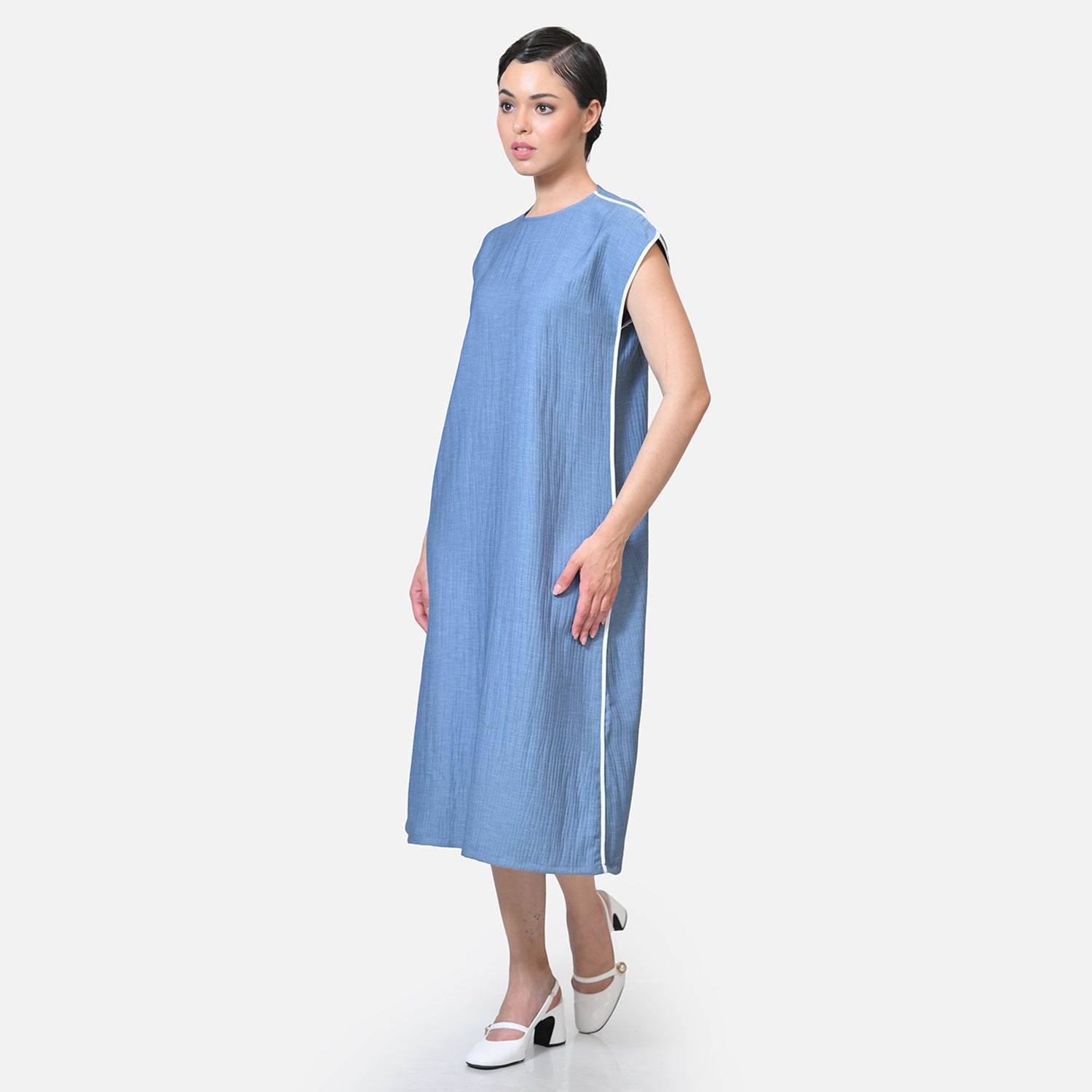 Buy Blue Texture Line Dresses for Women-1