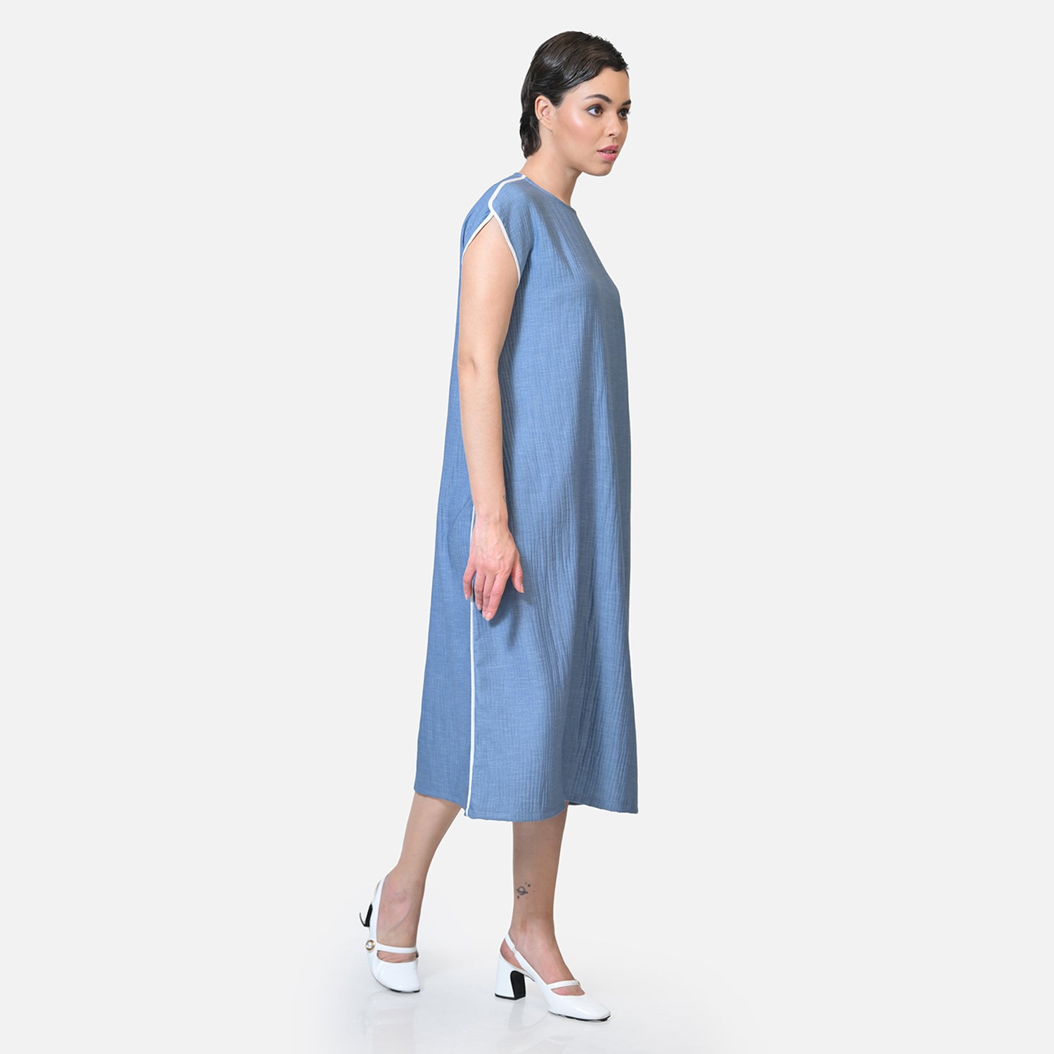 Buy Blue Texture Line Dresses for Women-2