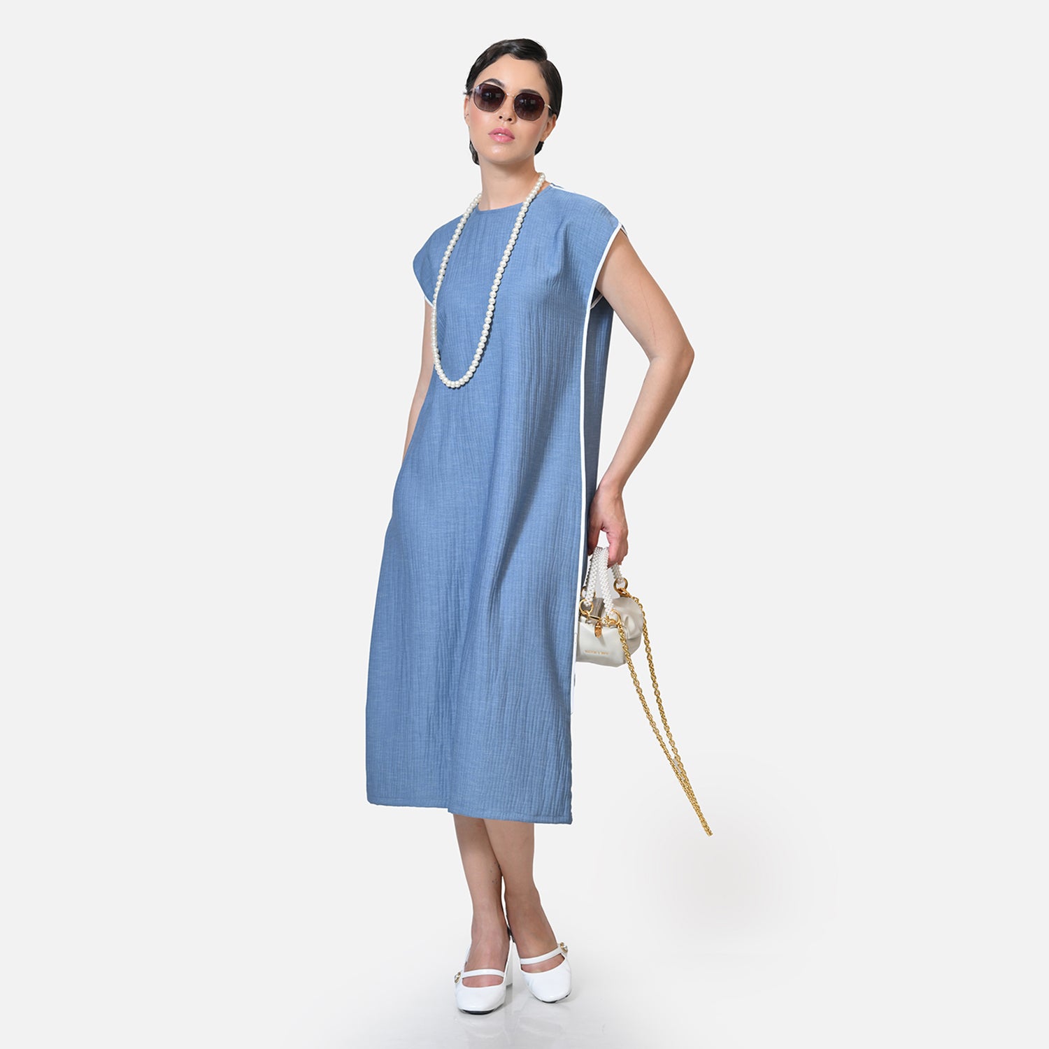 Buy Blue Texture Line Dresses for Women