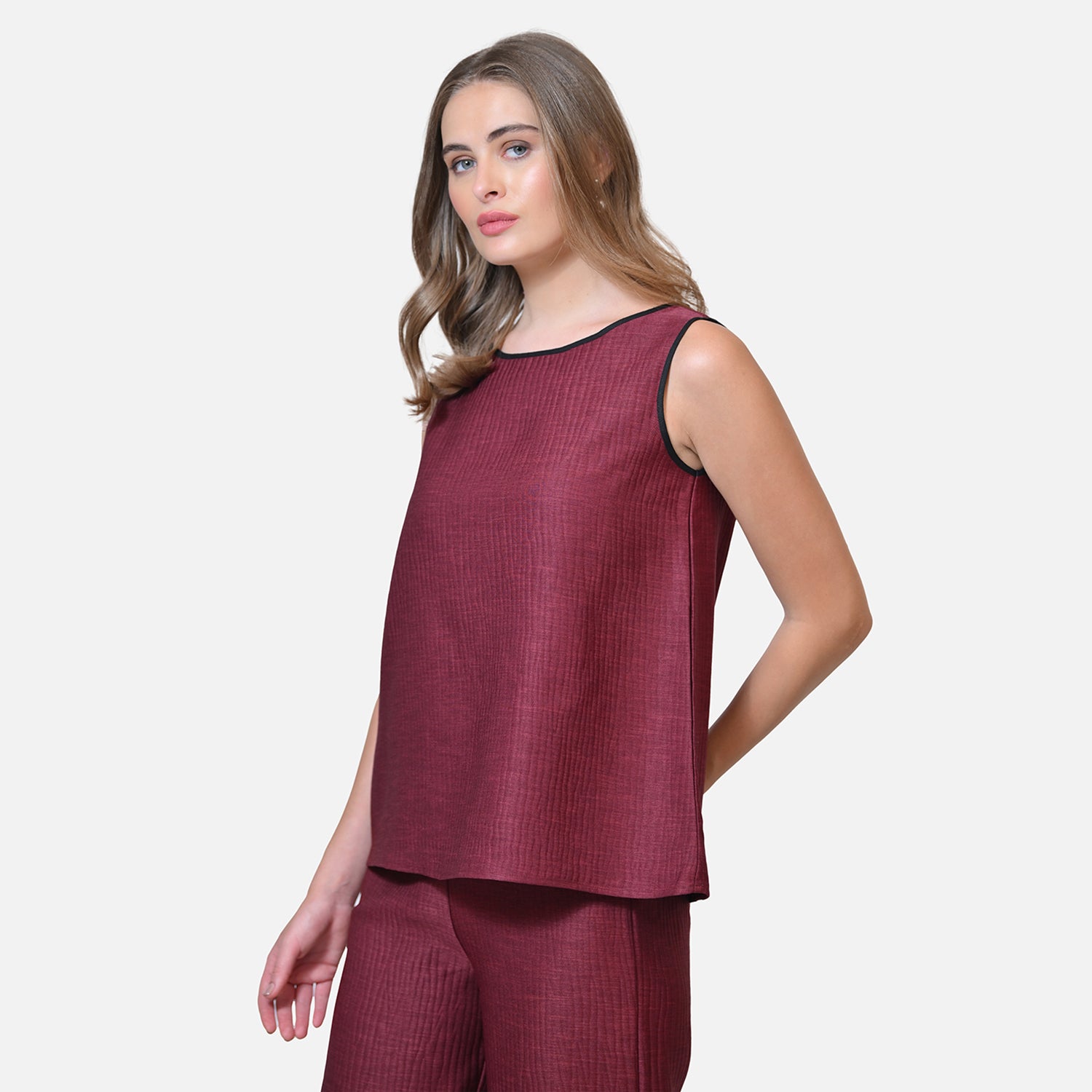 Wine Texture Line Without Sleeves Top