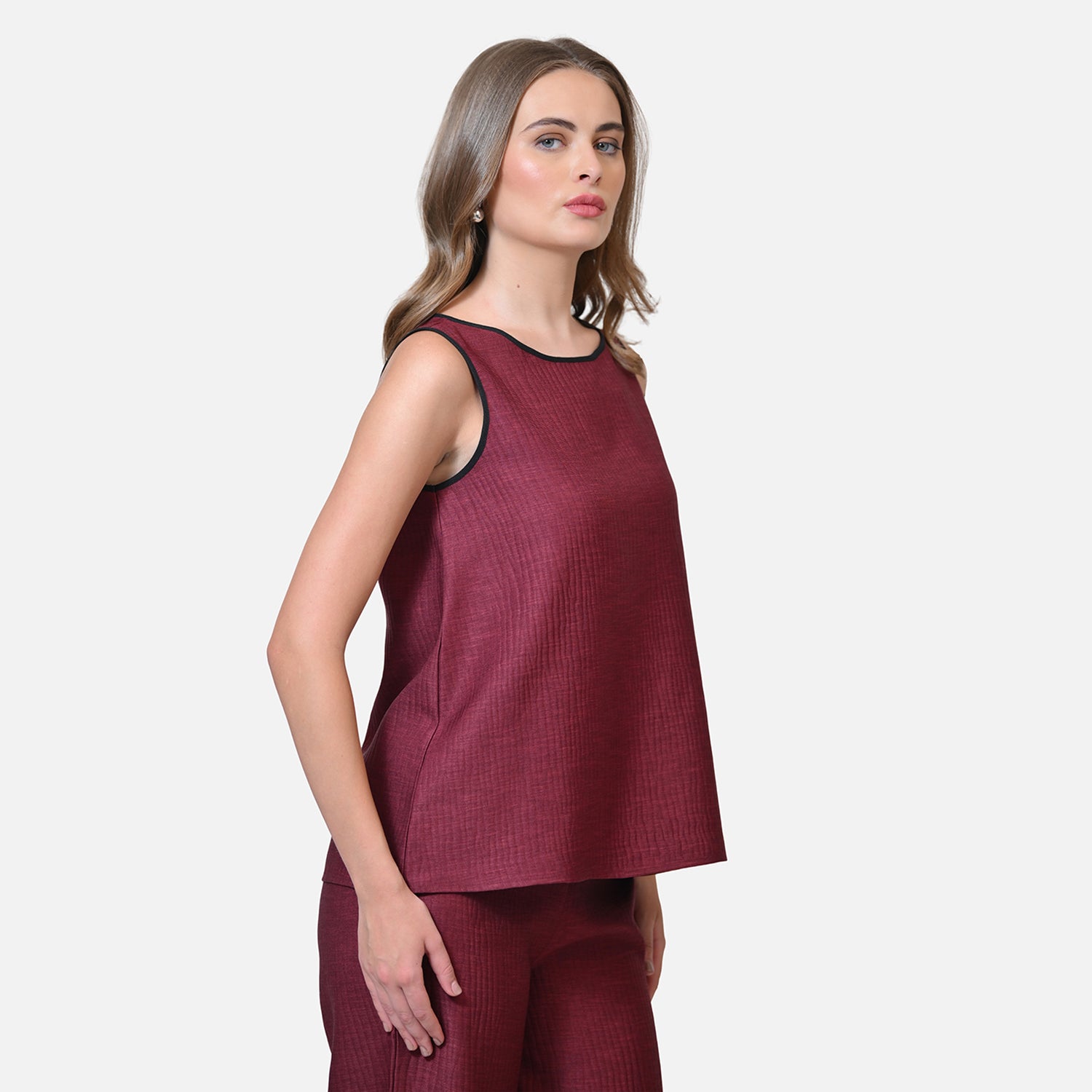 Wine Texture Line Without Sleeves Top