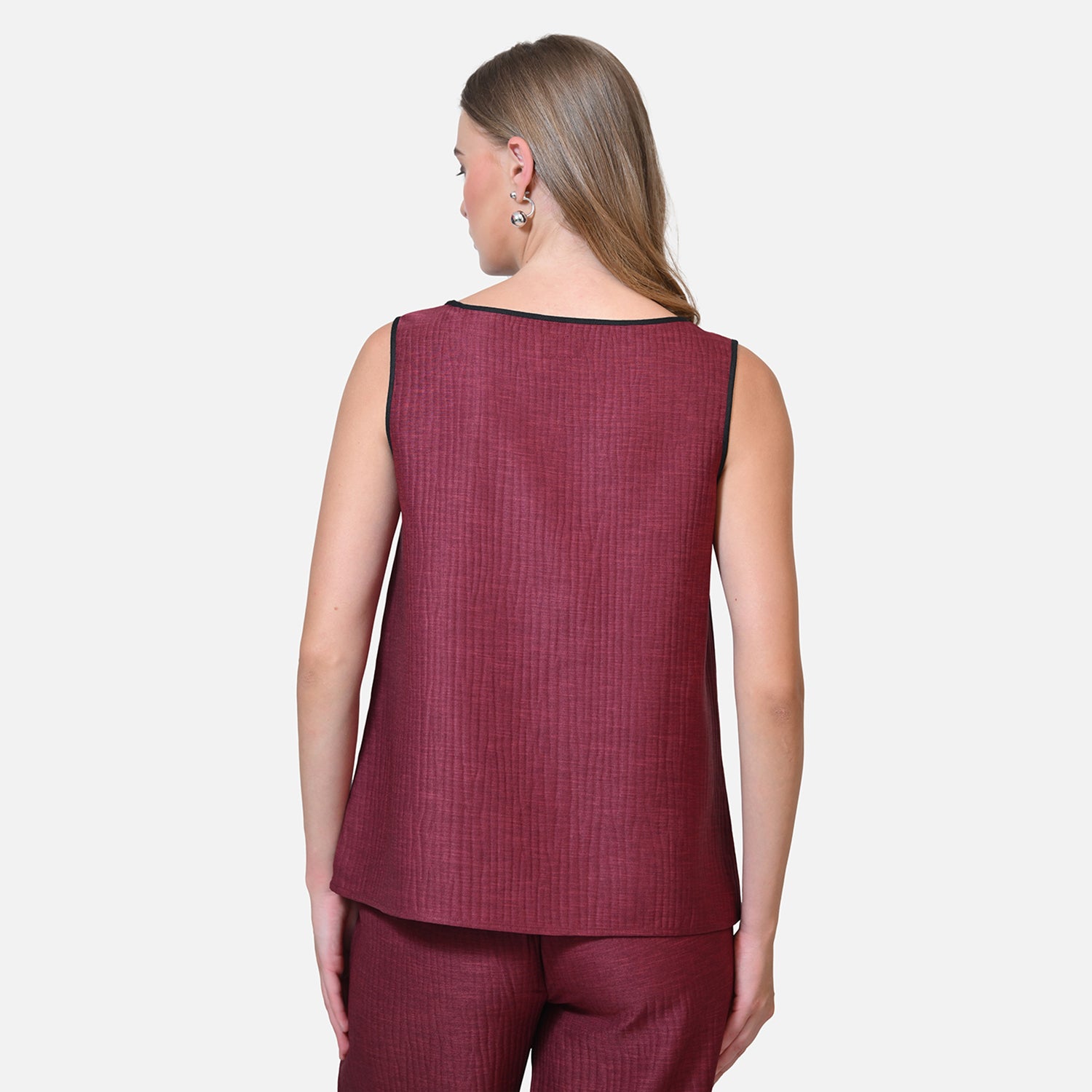 Wine Texture Line Without Sleeves Top