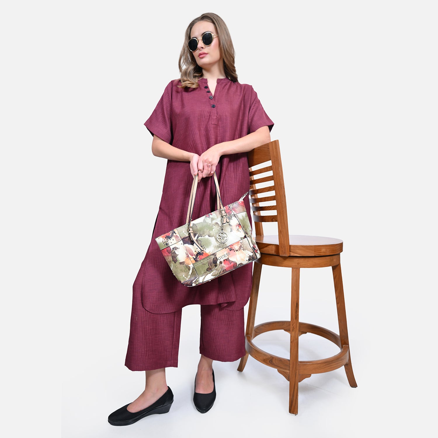 Wine Texture Line Plazzo for Women Wear-5