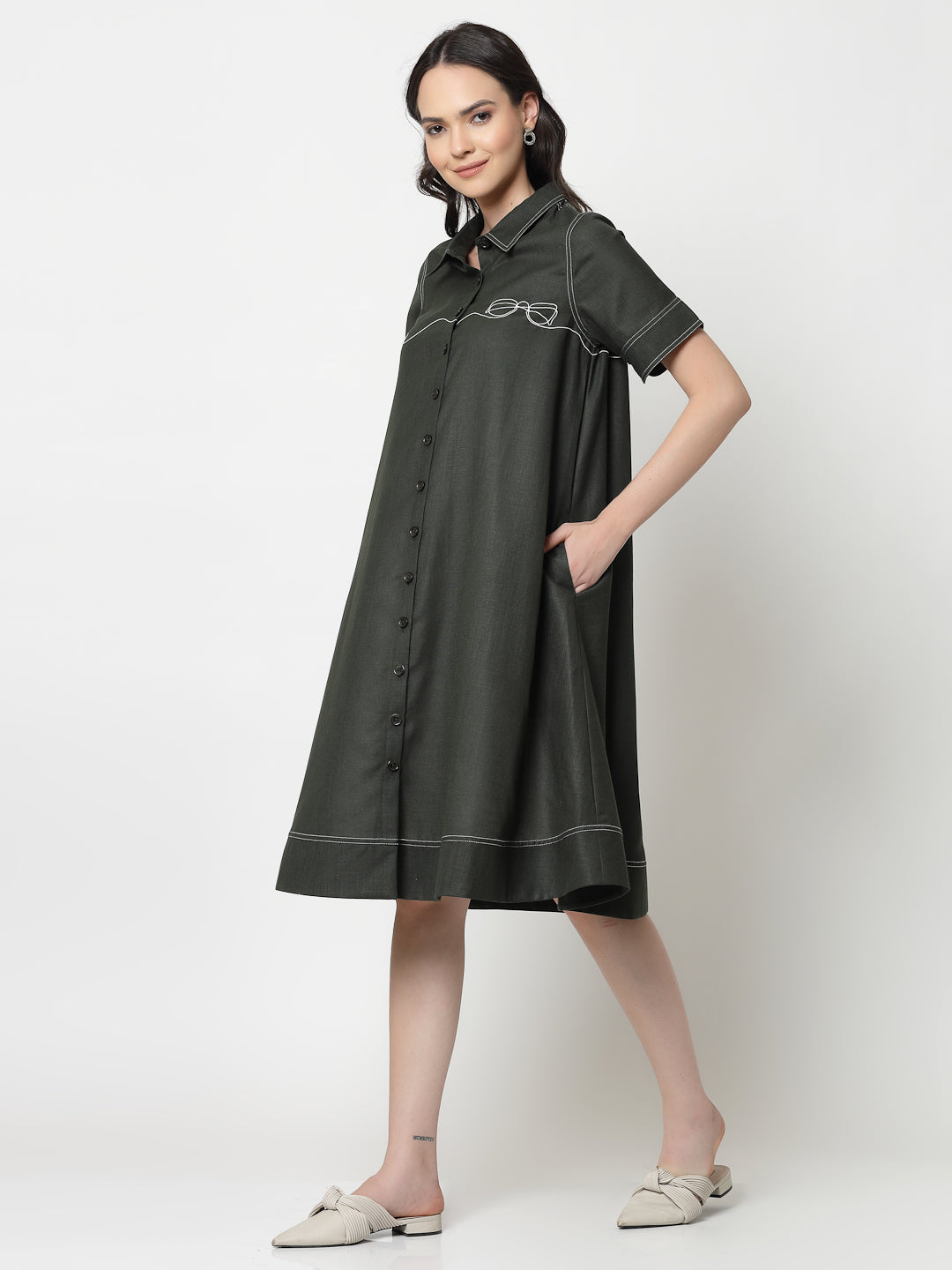 Buy Dark Green Dresses for Women-3